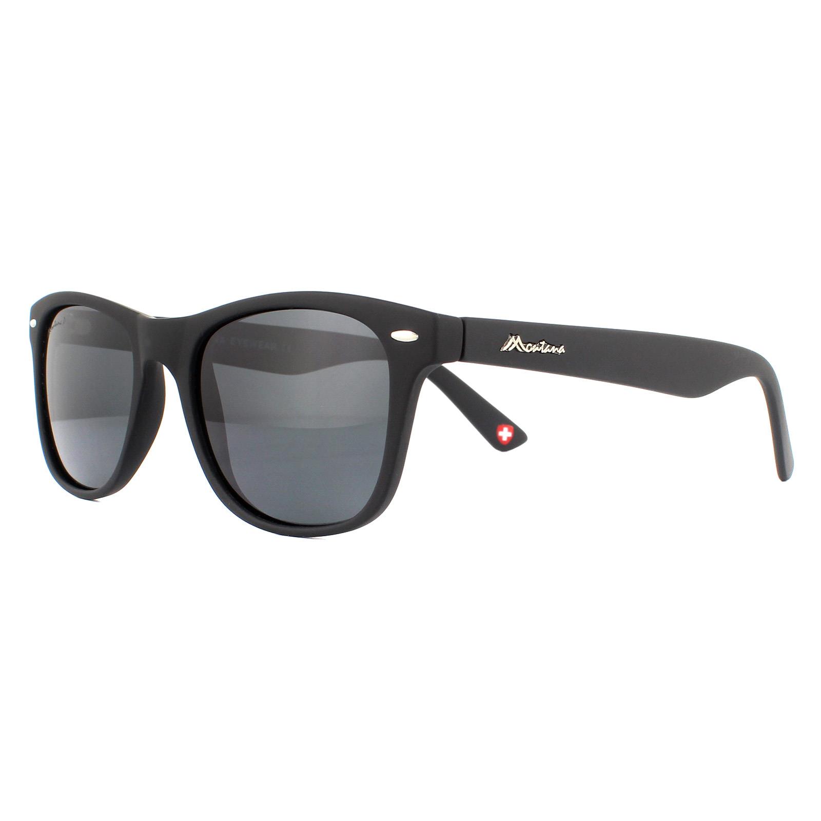 Black Montana Black Rectangle Matte Black Rubbertouch Black Smoke Polarized Sunglasses, Image 2 of 4