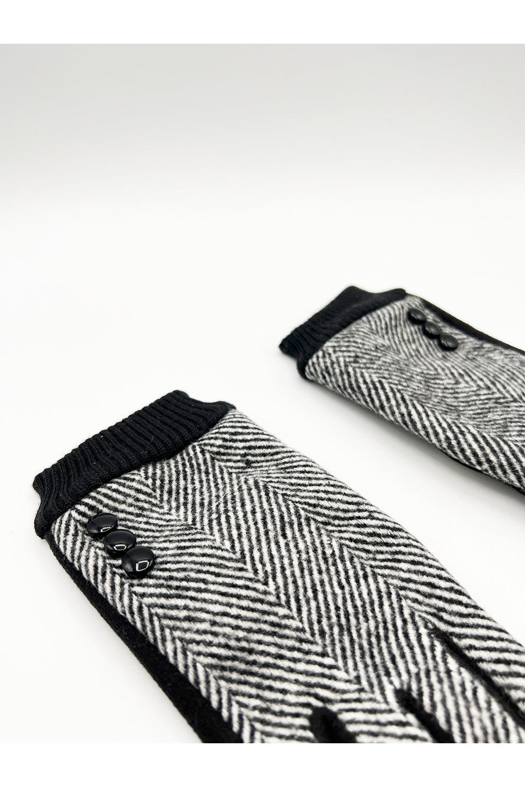 Black Herringbone Gloves, Image 3 of 5