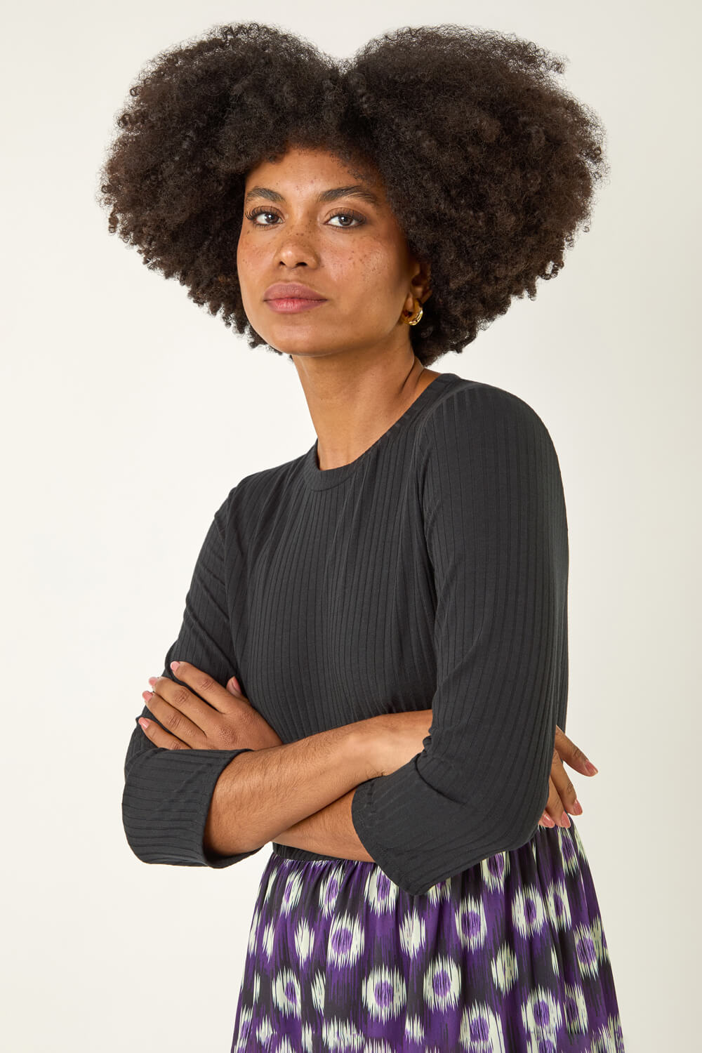 Purple Geo Print Midi Stretch Dress, Image 5 of 5