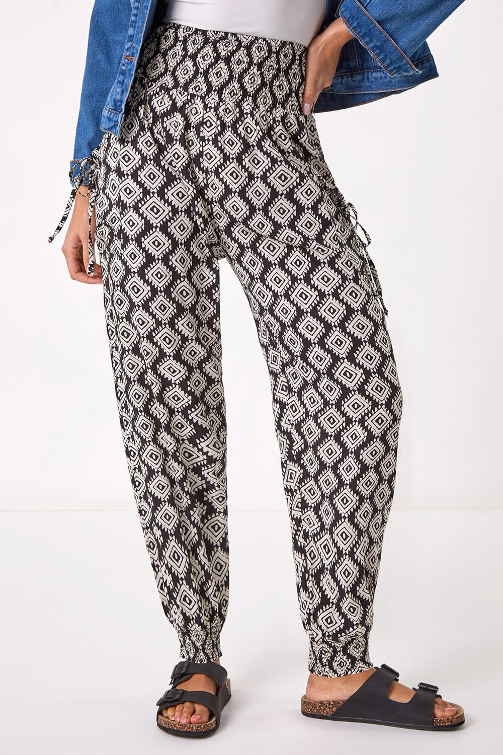 Black Abstract Tie Pocket Trousers, Image 5 of 5