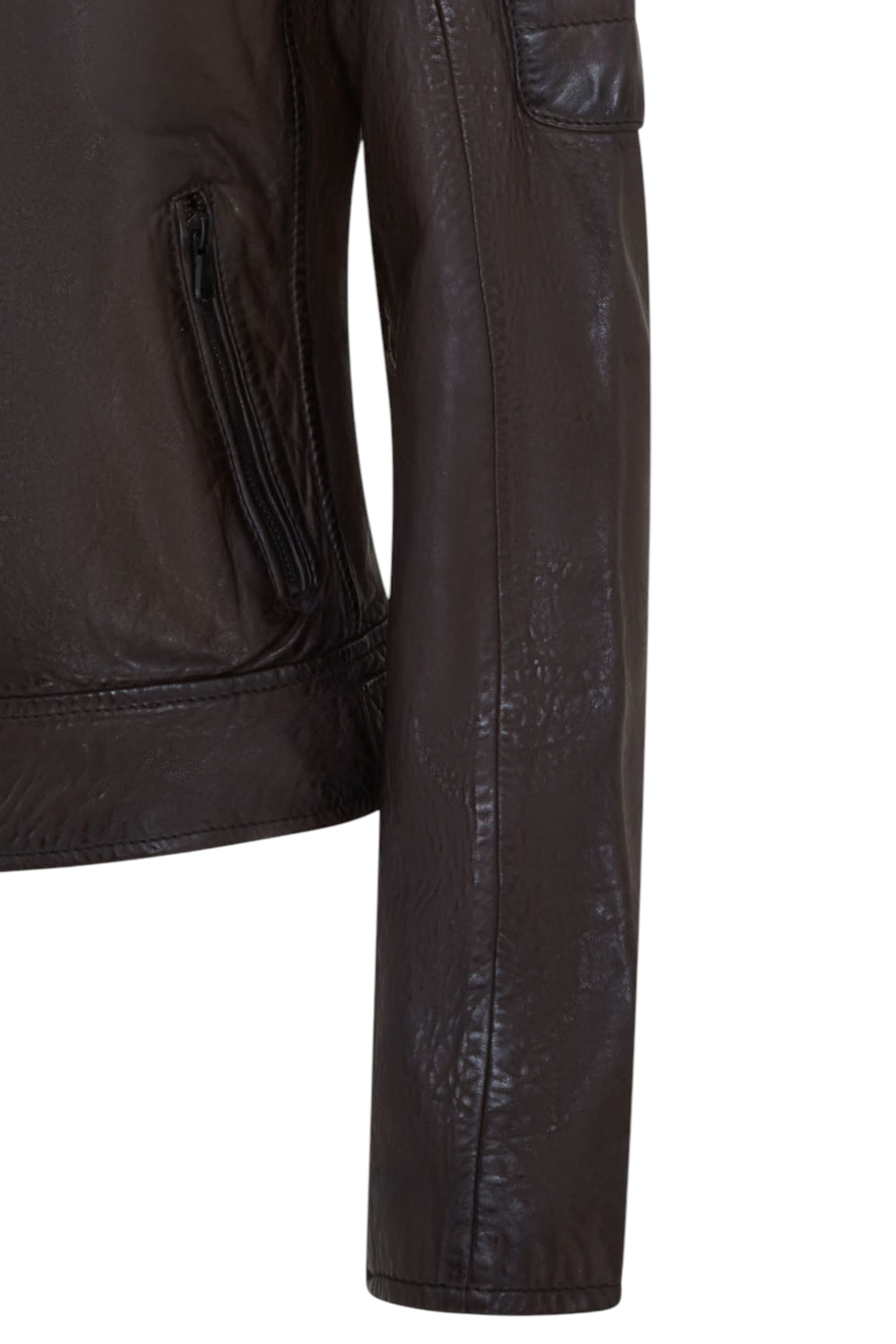 Dark Brown Quilted Leather Biker Jacket-Horten, Image 6 of 6
