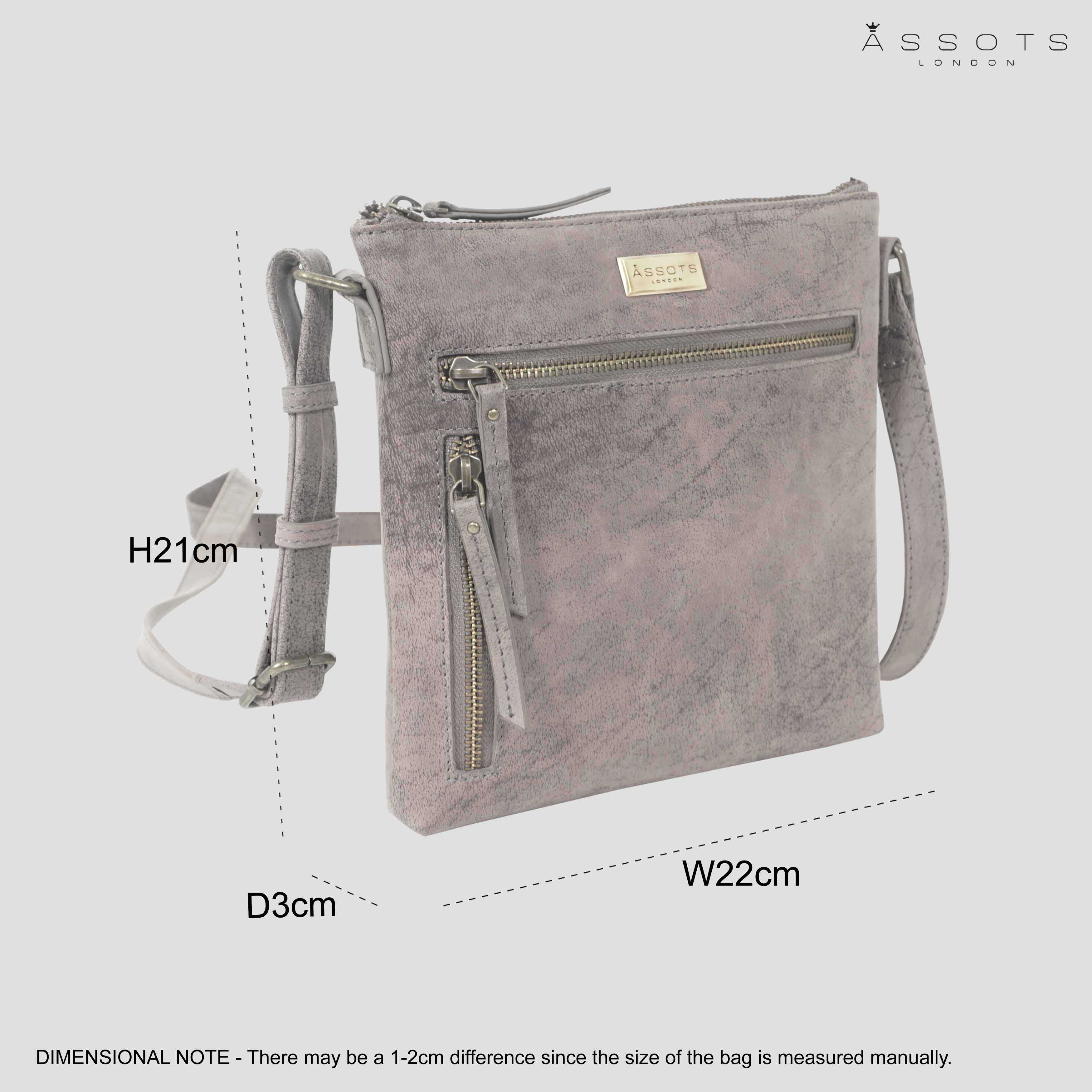 Light Grey 'RUE' Distressed Real Leather Crossbody Bag, Image 6 of 6