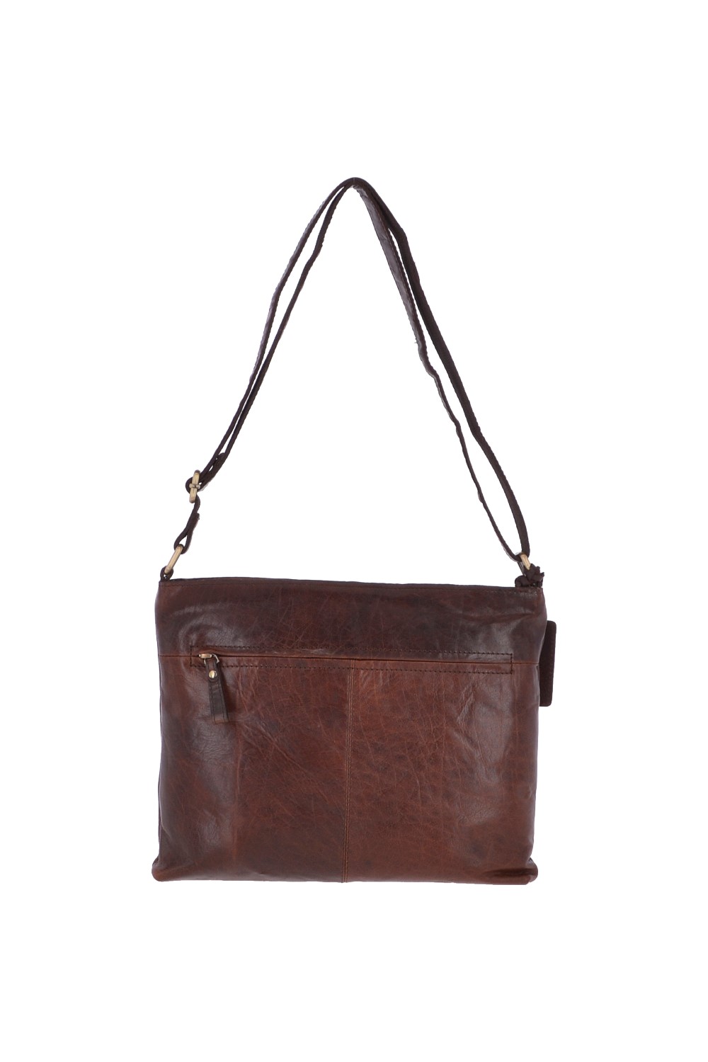 Dark Brown Real Leather Vintage Medium Shoulder Bag, Image 4 of 4