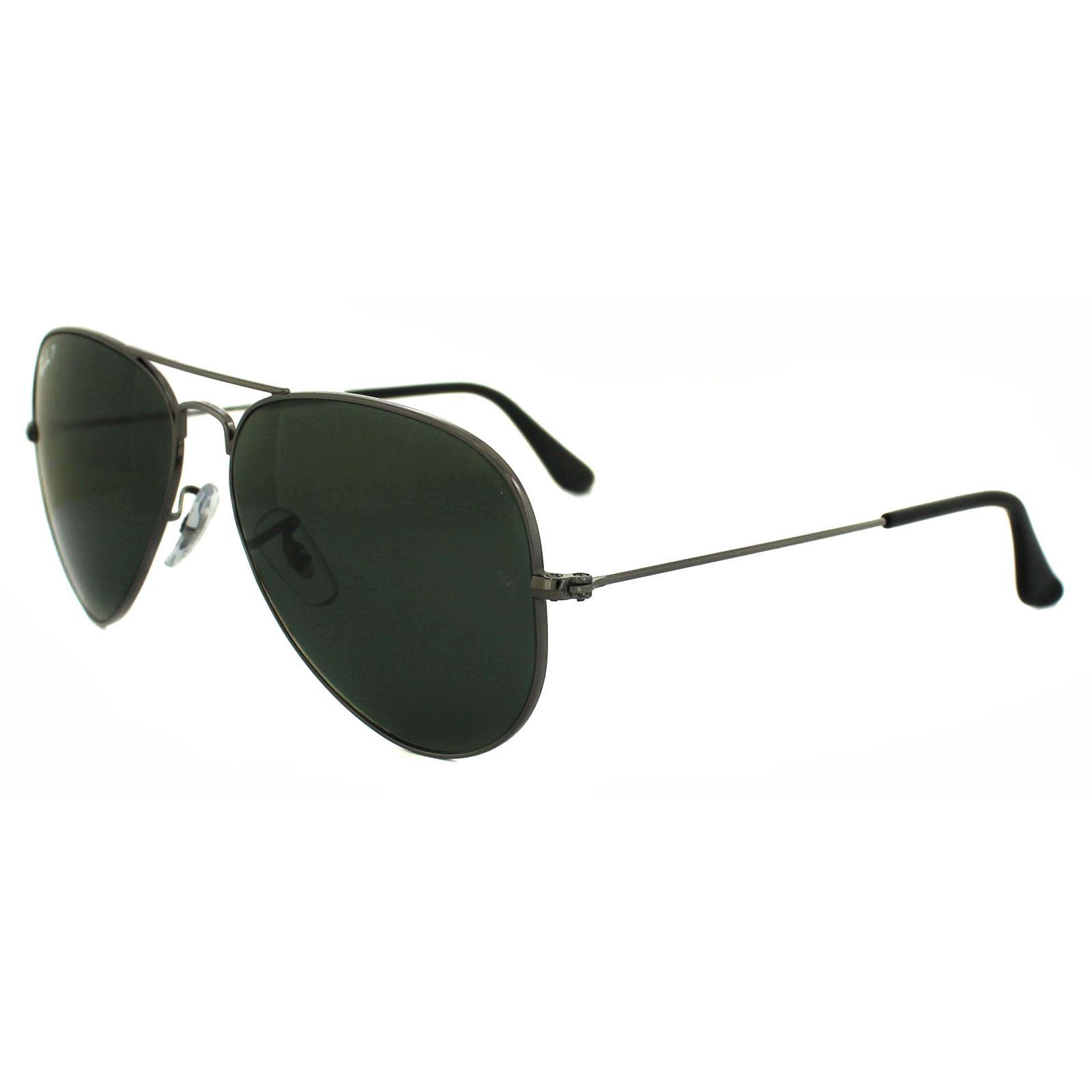 Grey Aviator Gunmetal Green Polarized Aviator 3025 Sunglasses, Image 2 of 2