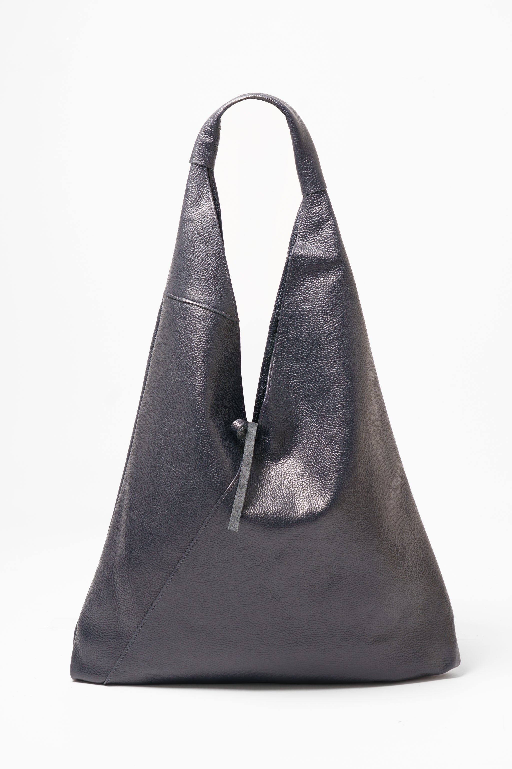 Navy Blue Italian Leather Shoulder Bag, Image 1 of 2