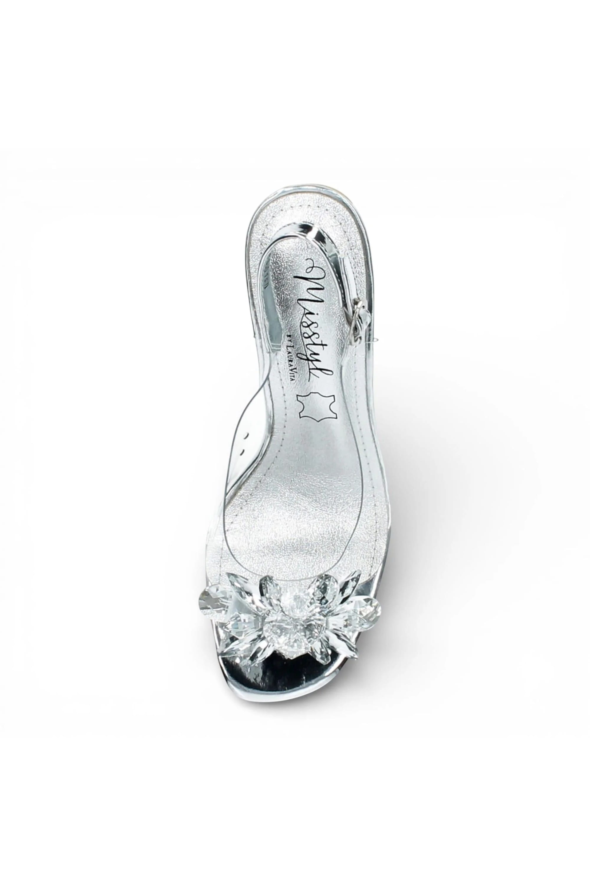 Silver Women’s Crystal Heel Sandals - Mira 01, Image 7 of 7