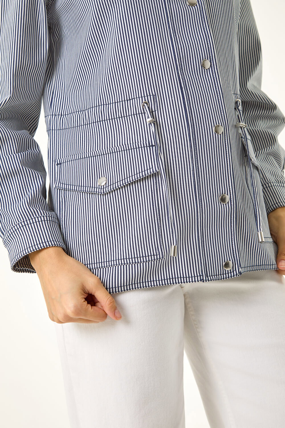 Navy Stripe Stretch Safari Jacket, Image 6 of 5