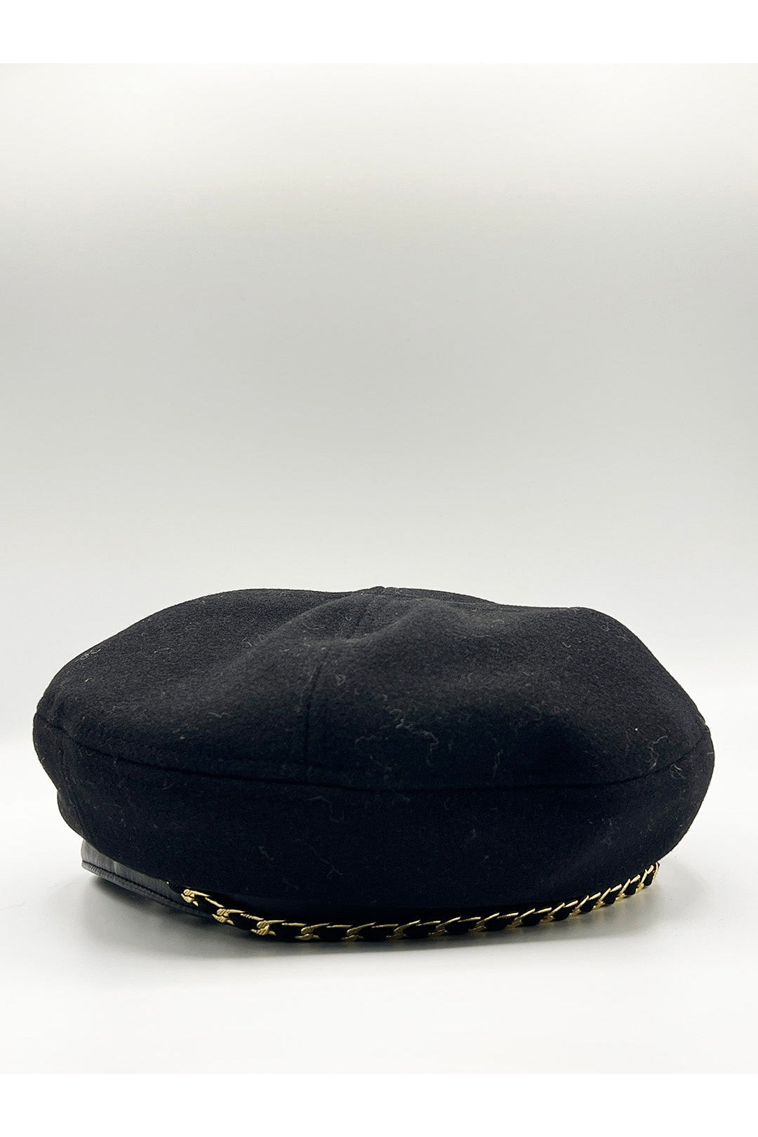 Black Beret Hat With Chain Detail In Black, Image 5 of 5