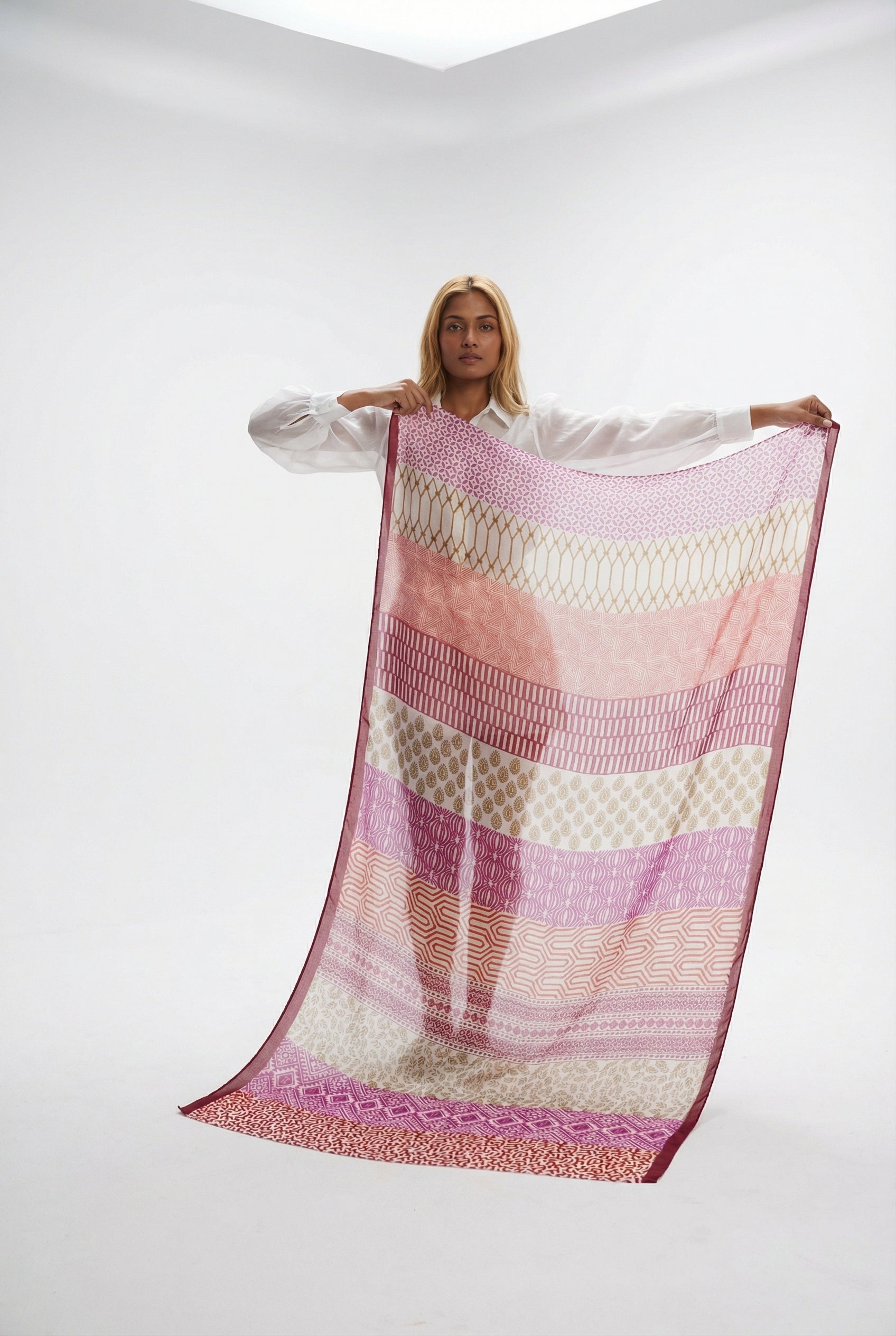 Multi Sarta Multi Mixed Print Lightweight Cotton Scarf, Image 4 of 4