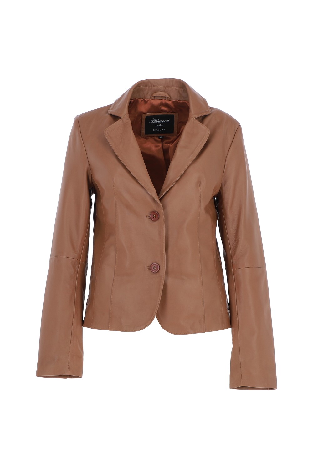 Tan Ashwood Leather Tan 'Angelica' Real Leather Two Button Blazer, Image 2 of 5