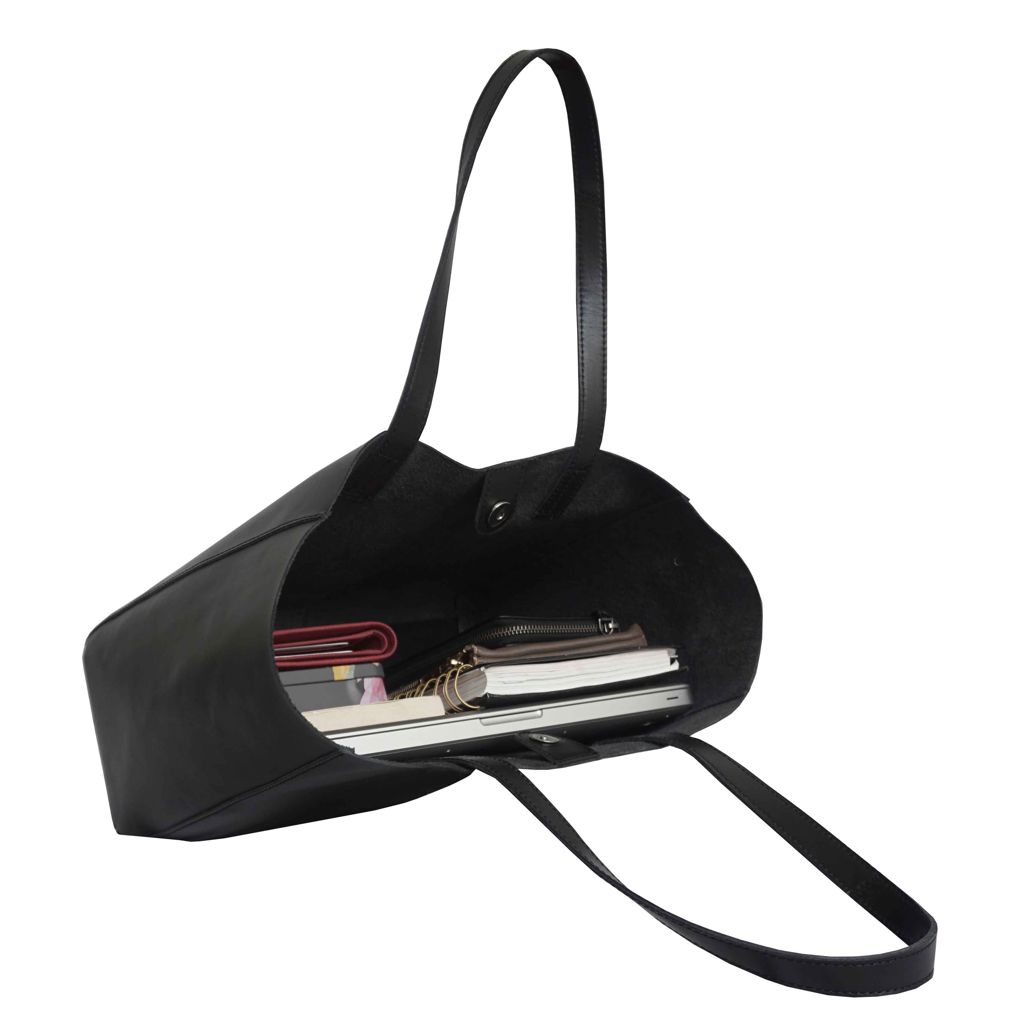 Black 'ABINGDON' Real Leather Designer Tote Bag, Image 5 of 6