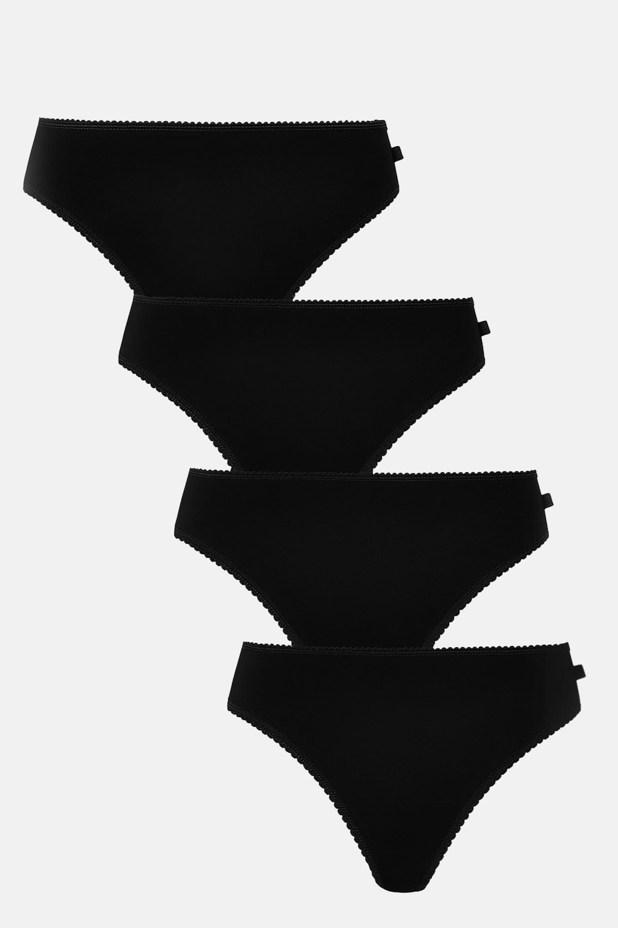 Black Pack Of Four "Kohl Black" Bamboo High Leg Knickers