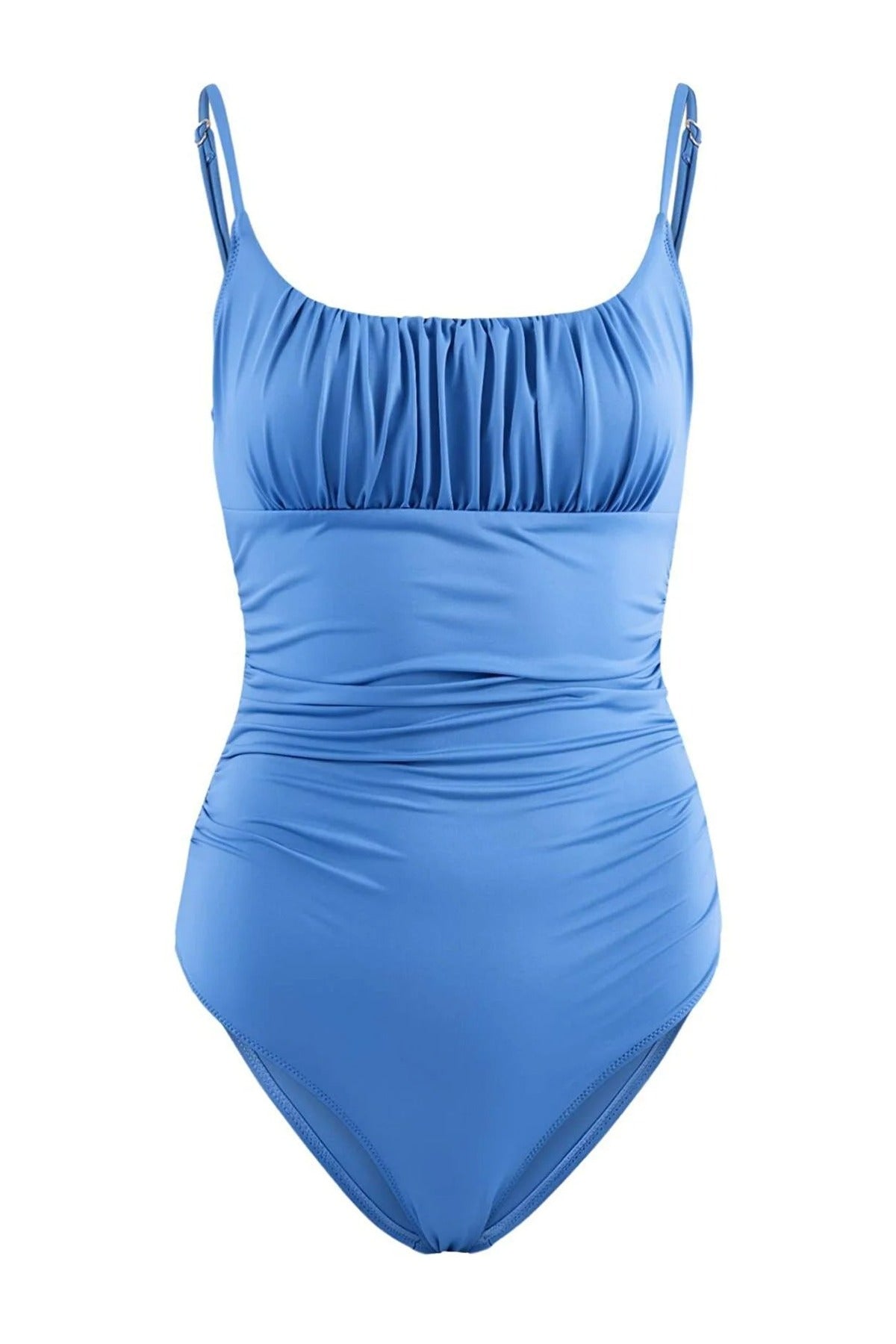 Black Strappy Square Neck Ruched Waist Swimsuit