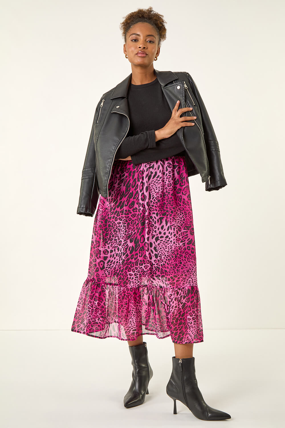 Roman Women's Magenta Animal Print Stretch Midi Dress Size 20