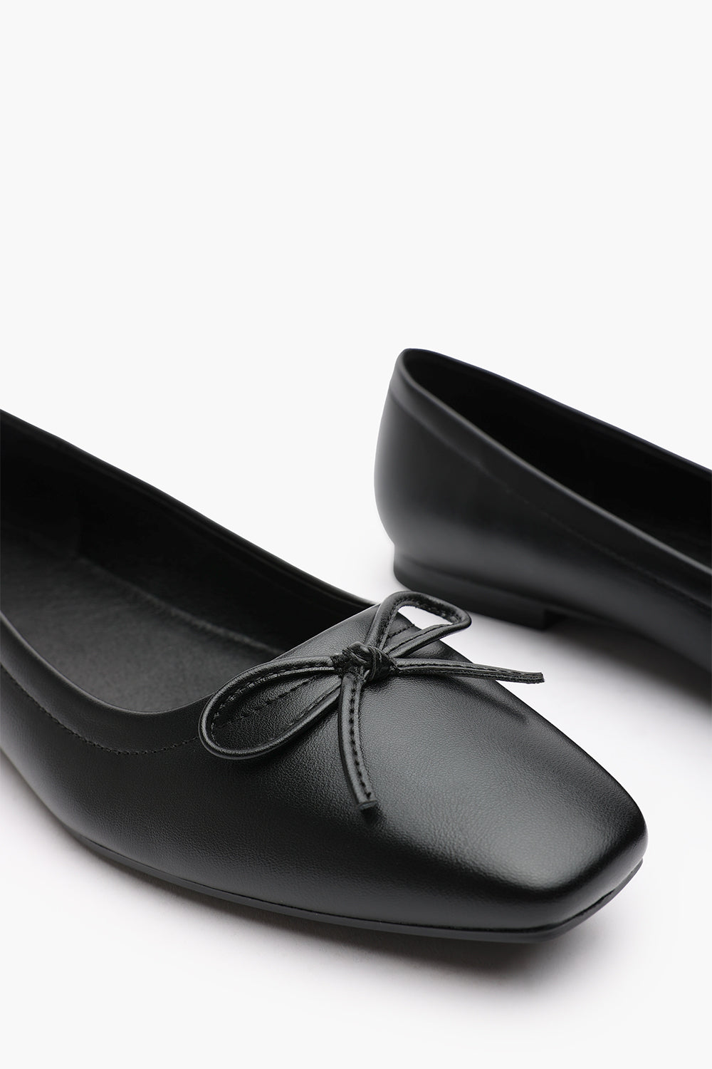 Black Mira Suede Ballet Flats With Front Bow Detail, Image 5 of 6