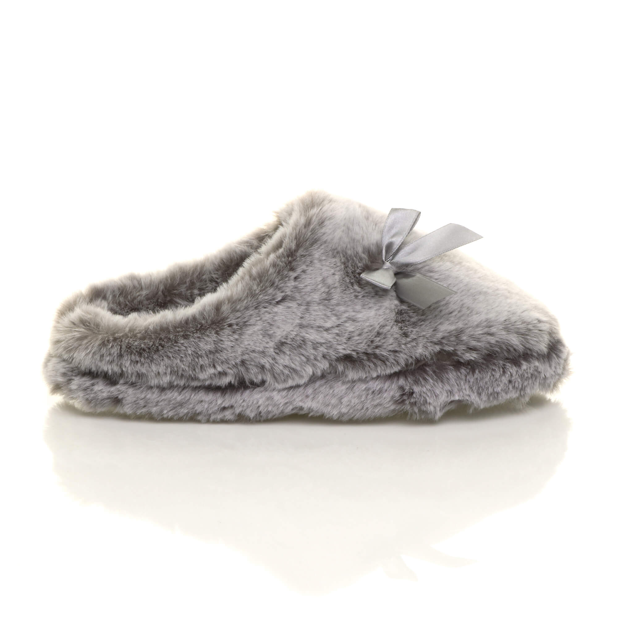 Grey AJVANI Grey Fluffy Mule Slippers, Image 2 of 6