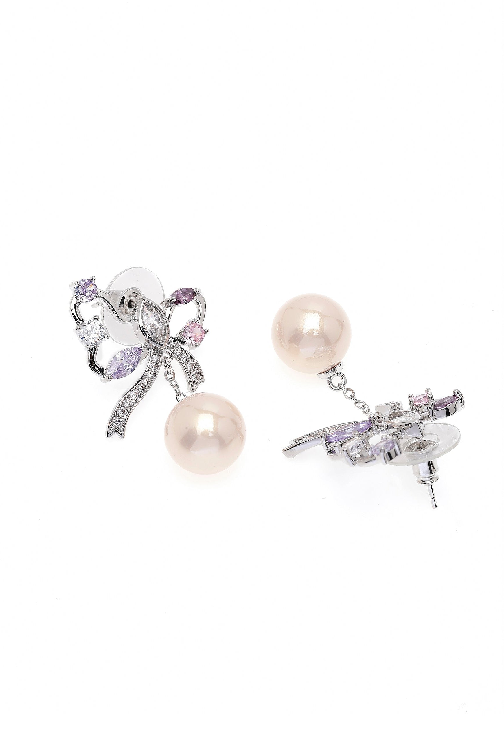 Silver Silver colored Butterfly Drop Earrings, Image 3 of 4
