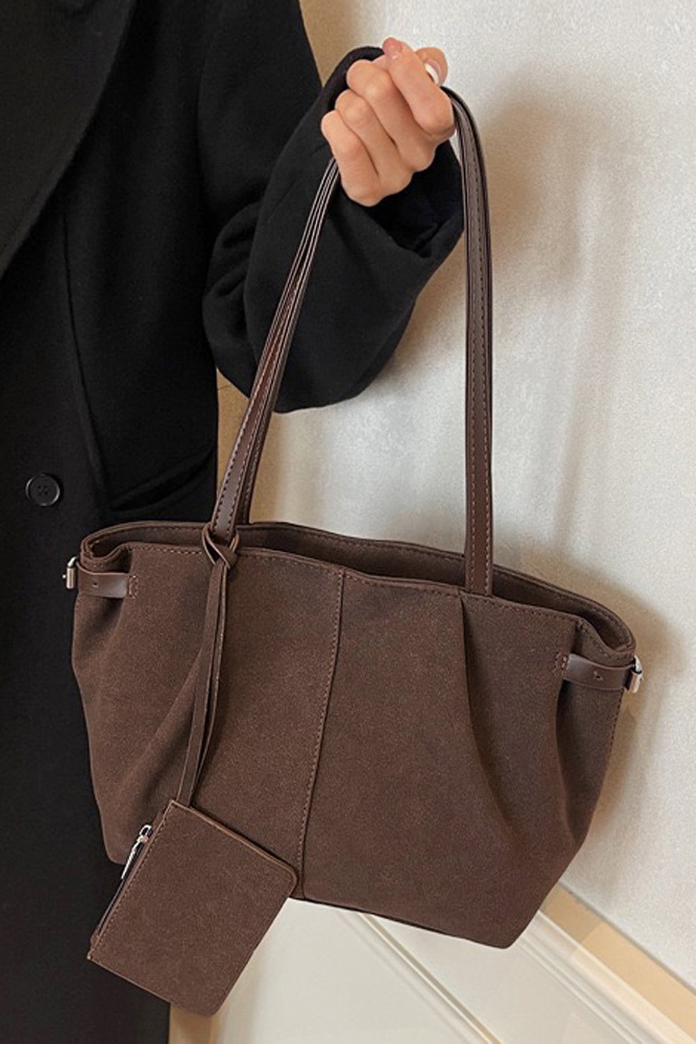Black 'Destiny' Large Tote Bag With Matching Pouch Purse
