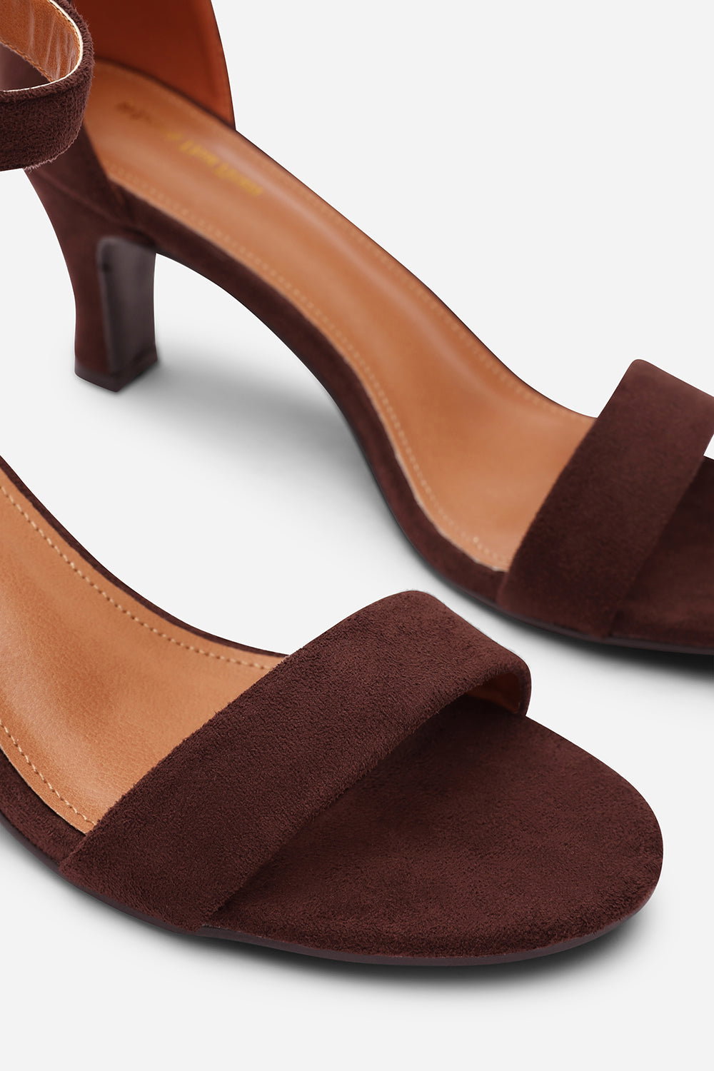 Brown 'Madrid' Mid Block Heel With Ankle Strap, Image 5 of 6