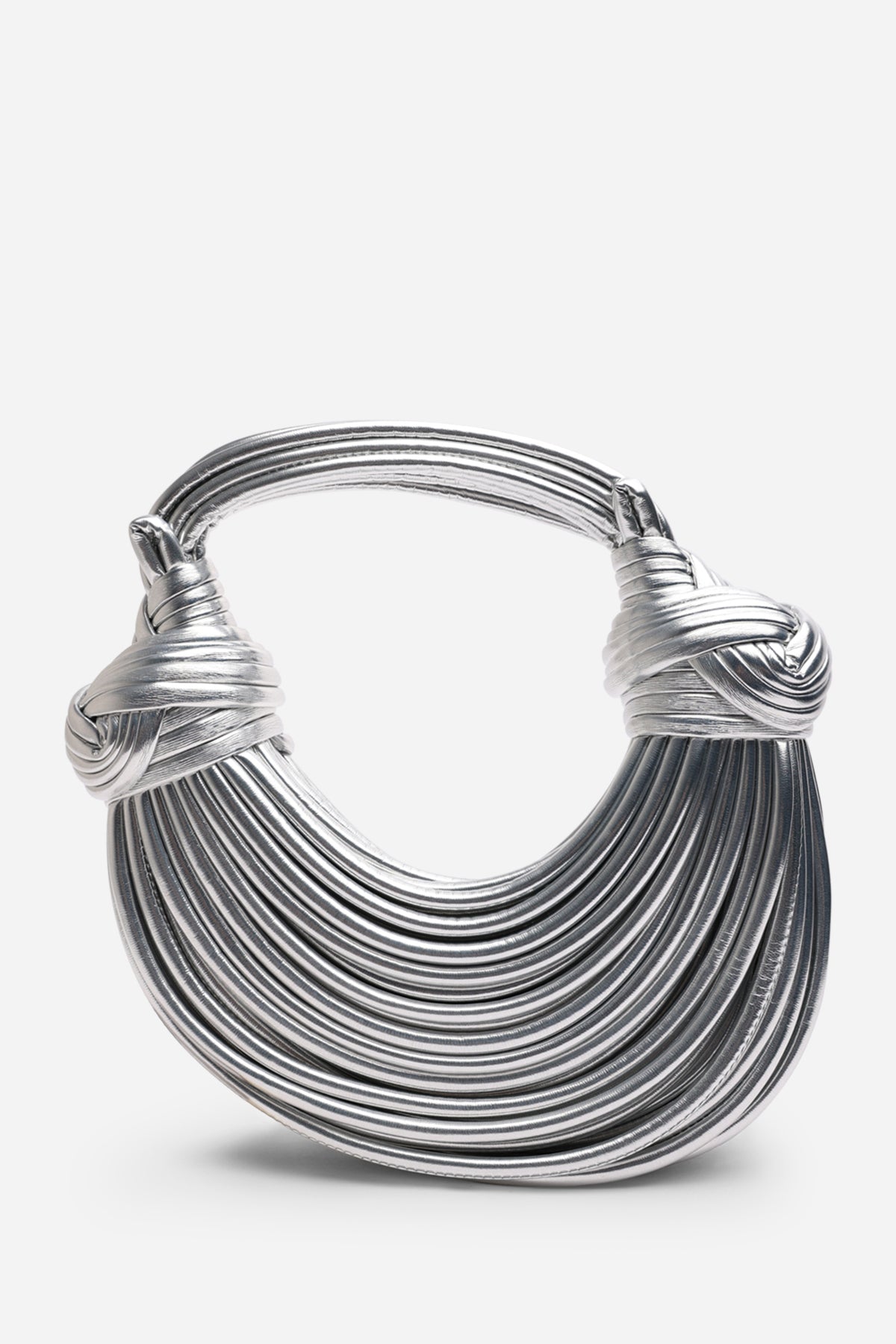 Silver Blossom Curved Metallic Shoulder Bag, Image 1 of 5