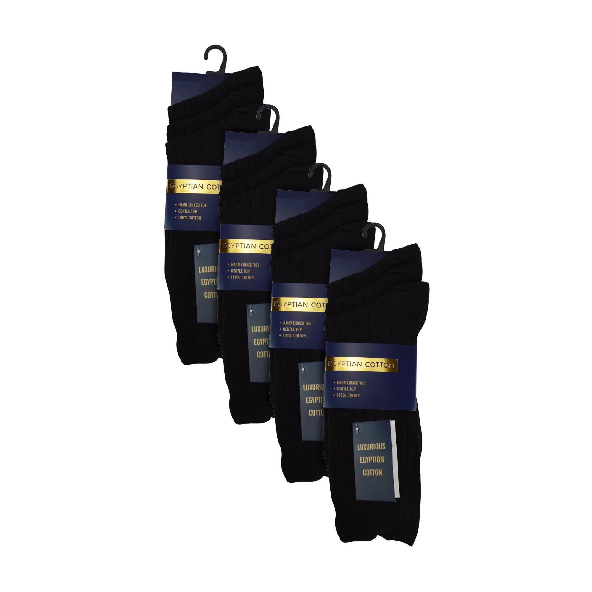 Black 12 Pair 100% Egyptian Cotton Ribbed Socks, Image 3 of 3
