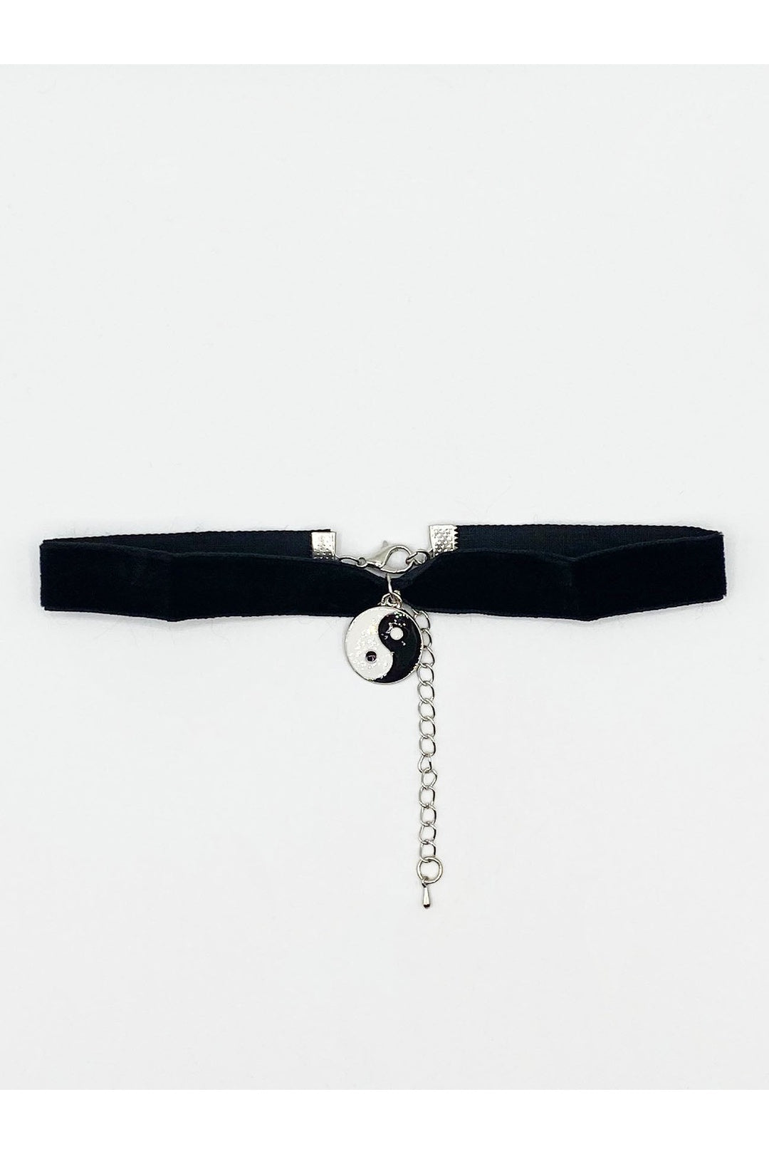 Black Faux Velvet Choker Necklace with YingYang, Image 1 of 2