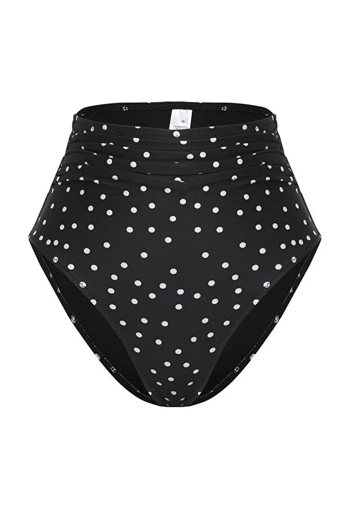 Multi WOVCOR Multi Polka Dot Printed High Waist Shaping Bikini Bottom with Ruched Detail, Image 2 of 4