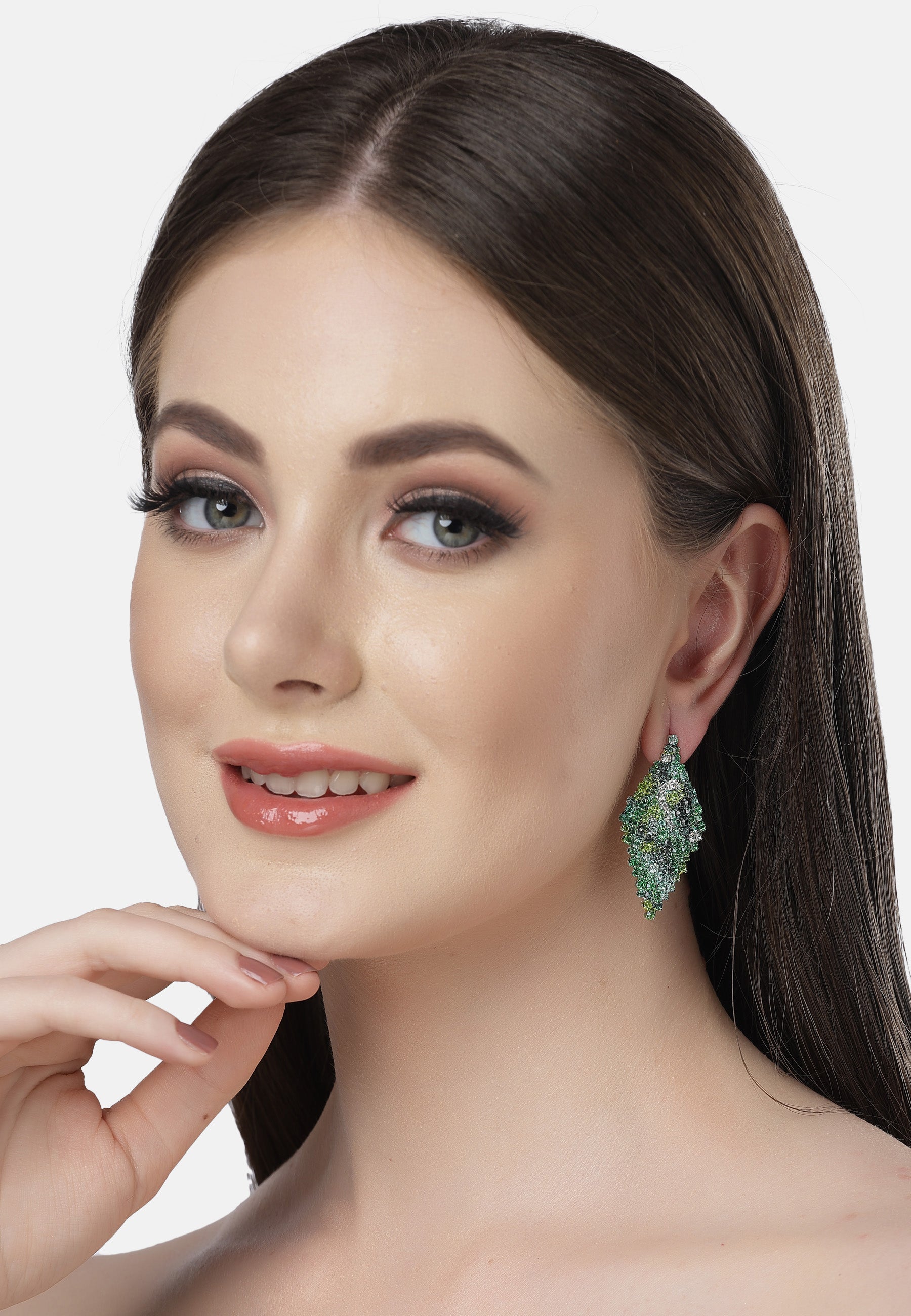 Green Diva Collection Chandelier Drop Earrings, Image 4 of 5