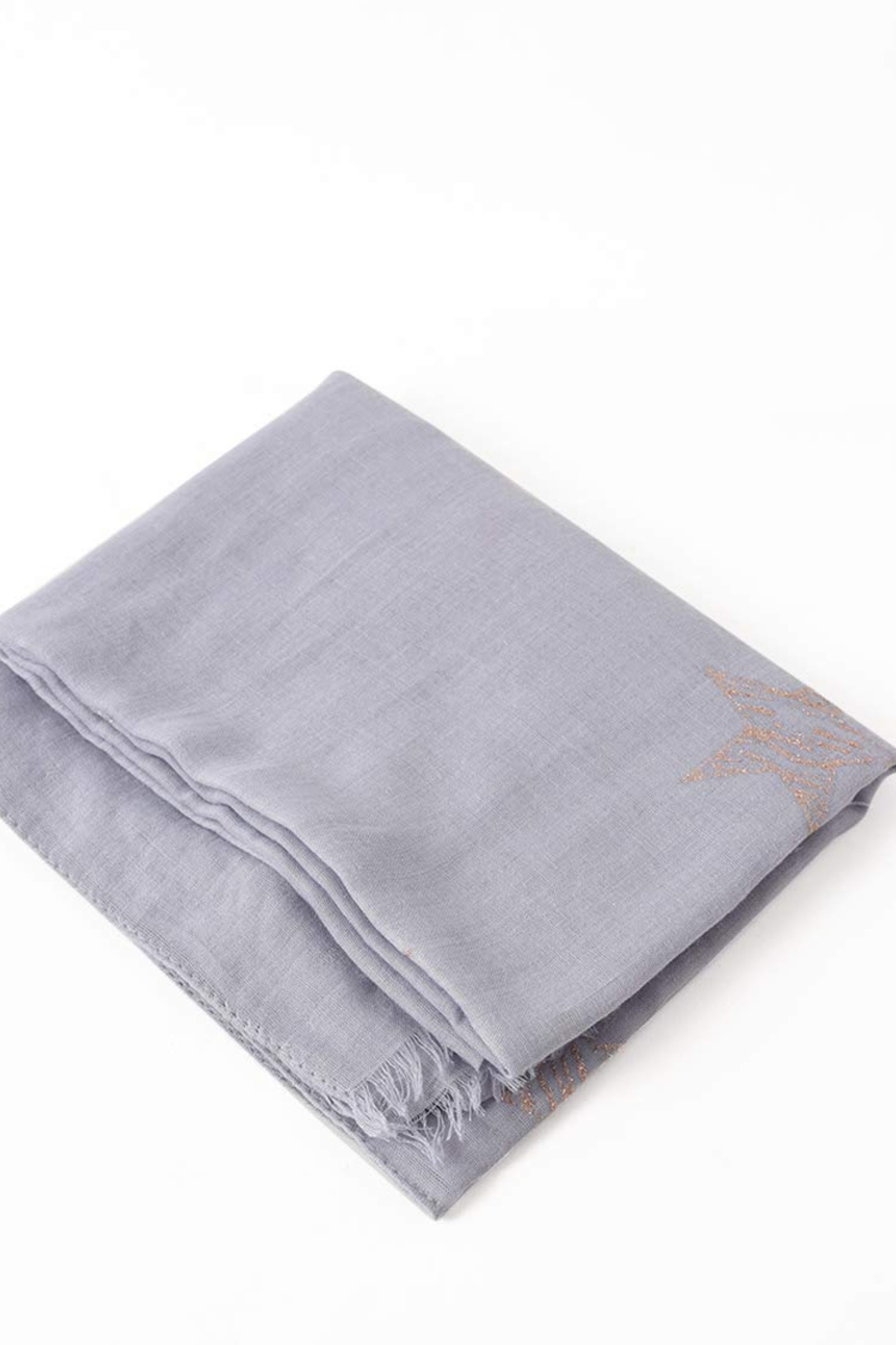 Light Grey Rose Gold Glitter Star Lightweight Scarf, Image 2 of 2