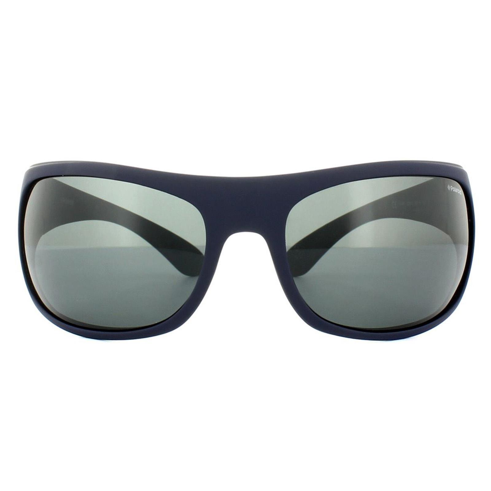 Blue Sport Wrap Matt Dark Blue Grey Polarized Sunglasses, Image 1 of 4