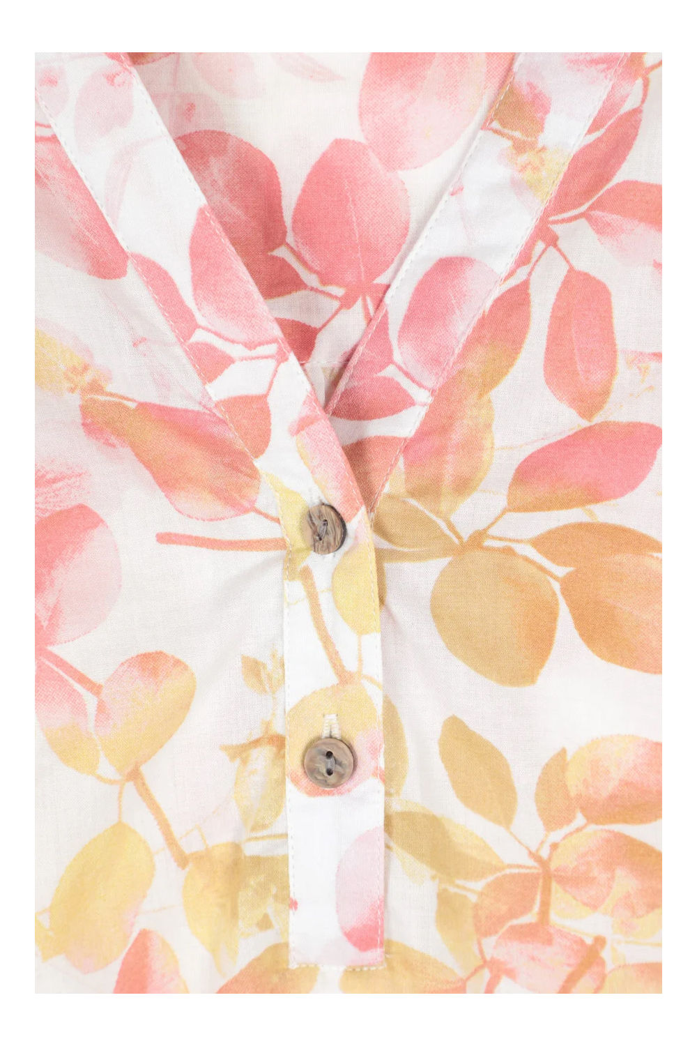 Coral Petra Leaf Print 3/4 Sleeve Blouse, Image 4 of 4