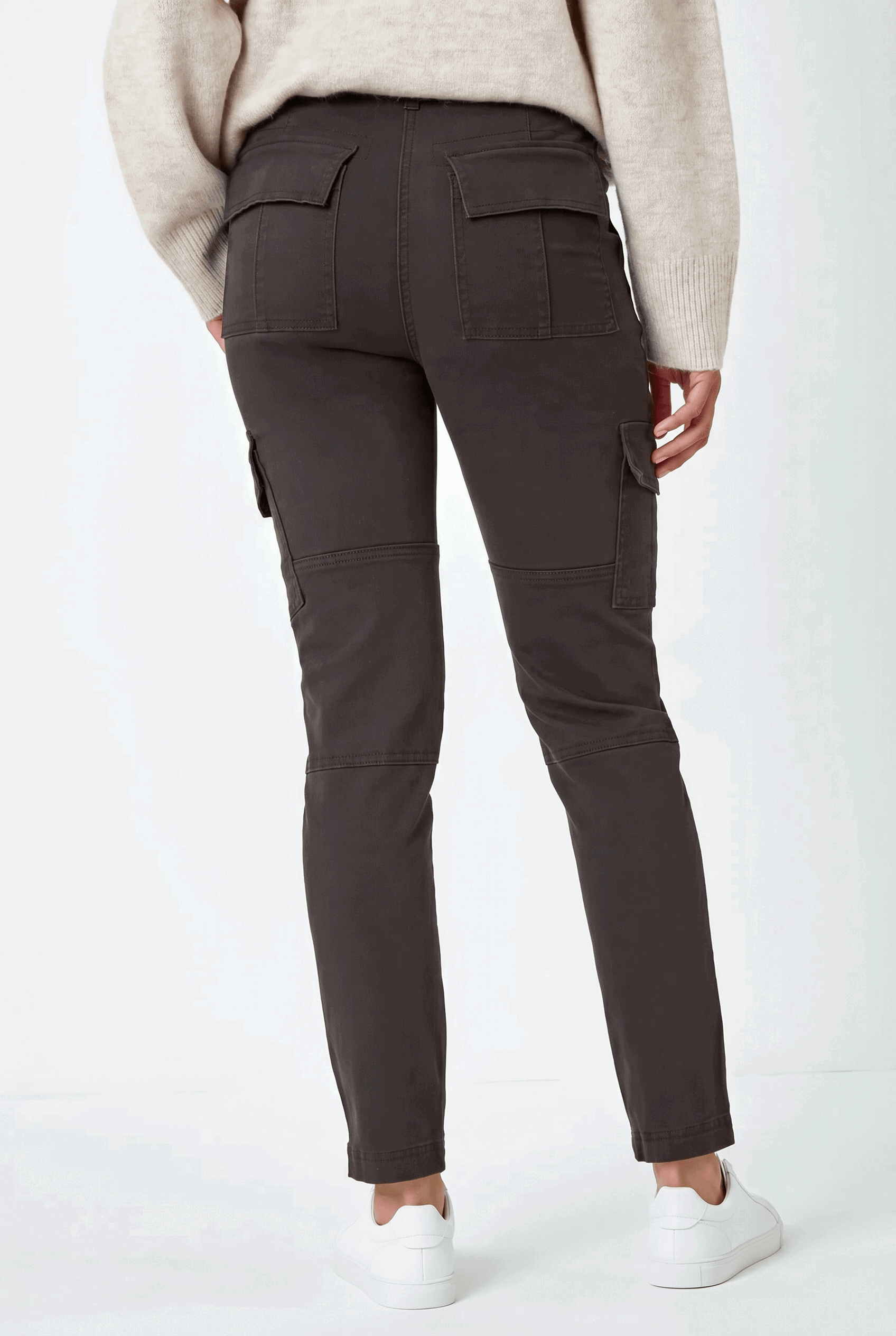 Charcoal Cotton Blend Cargo Stretch Jegging, Image 5 of 5