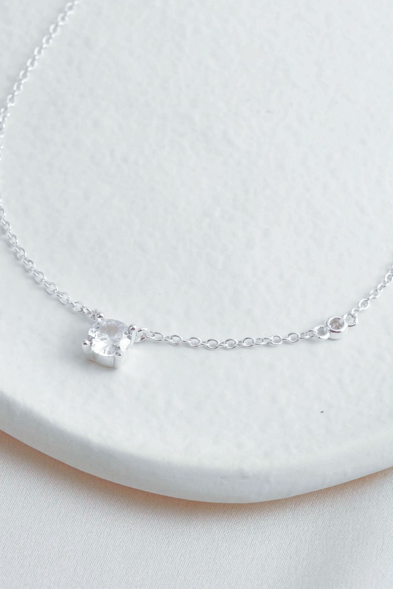 Silver Sterling Silver Asymmeti Sparkly CZ Necklace, Image 3 of 4