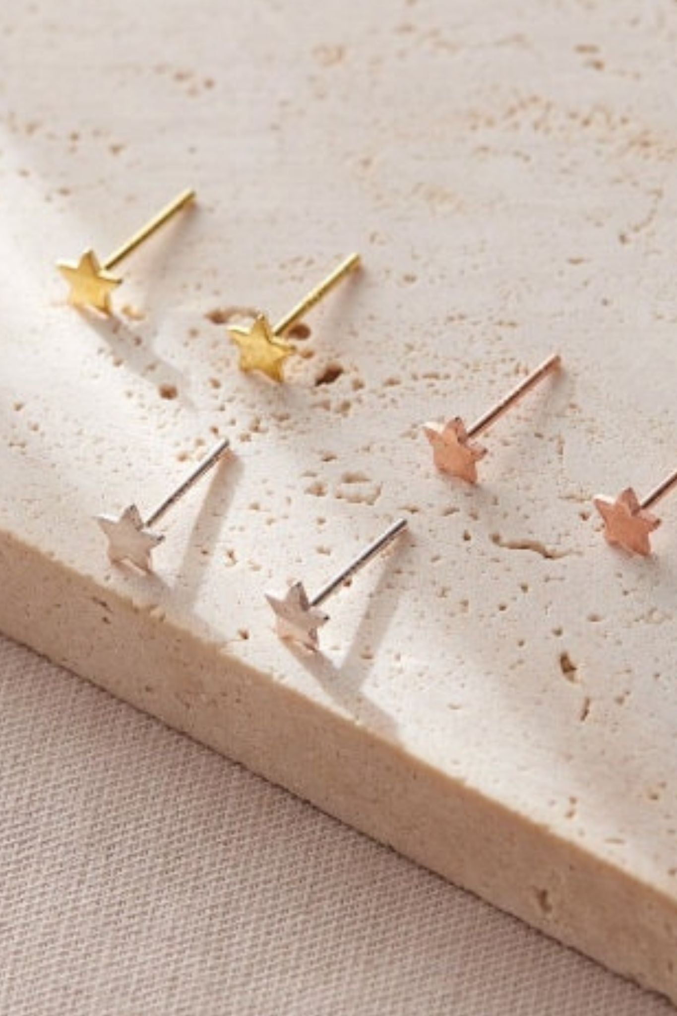 Gold Mia Gioielli Gold Sterling Silver Minimalist Star Studs, Image 1 of 2