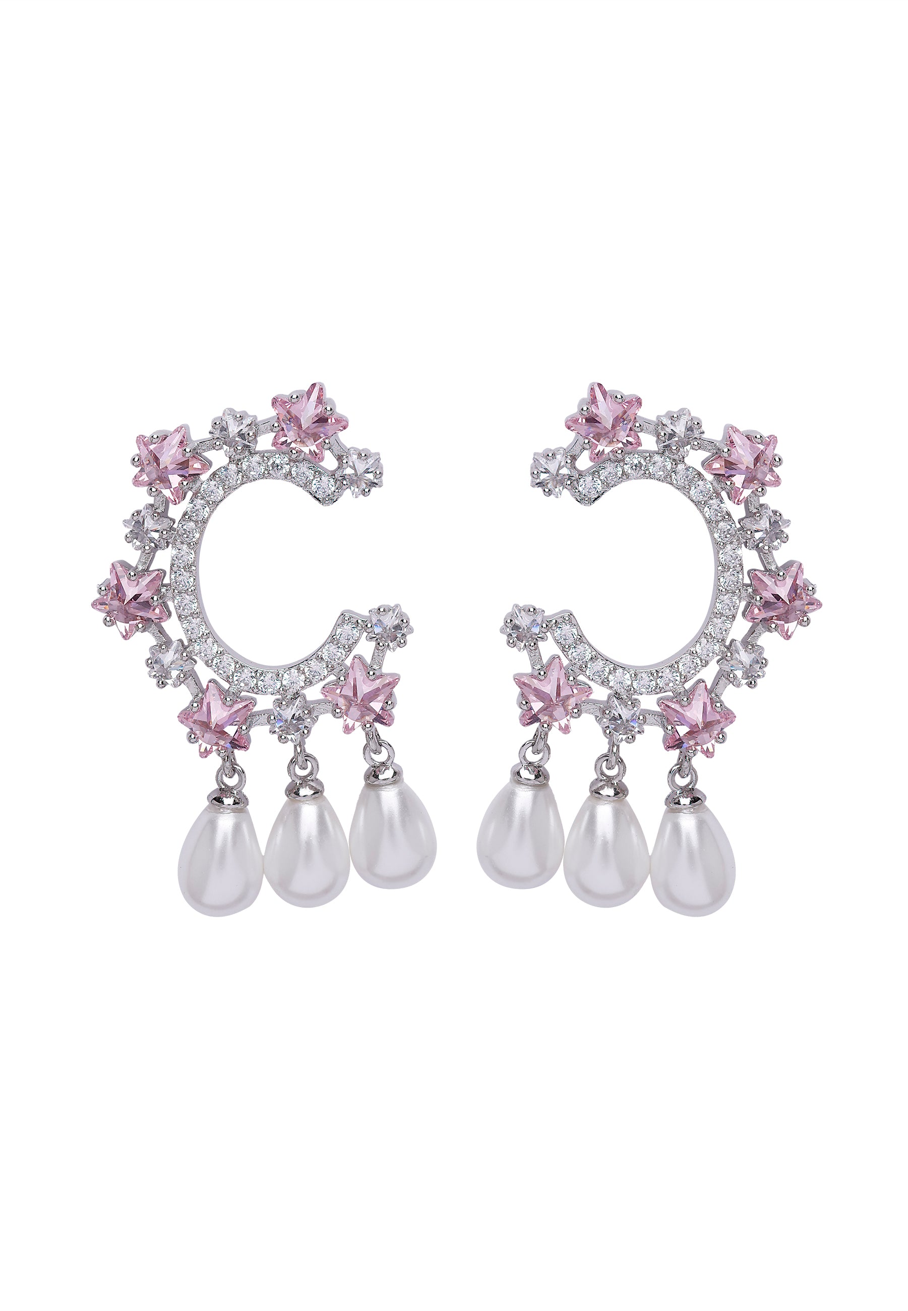 Pink Diva C-Shaped Drop Earrings