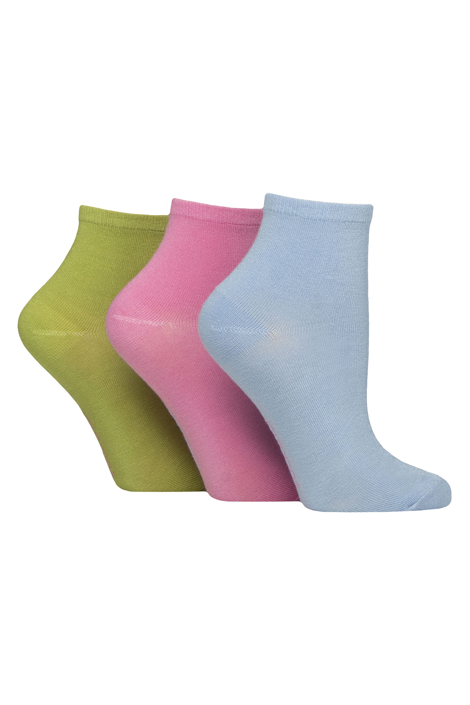 Multi 3 Pack Ladies Plain Bamboo Anklet Socks - Soft Breathable Everyday Comfort, Image 1 of 5