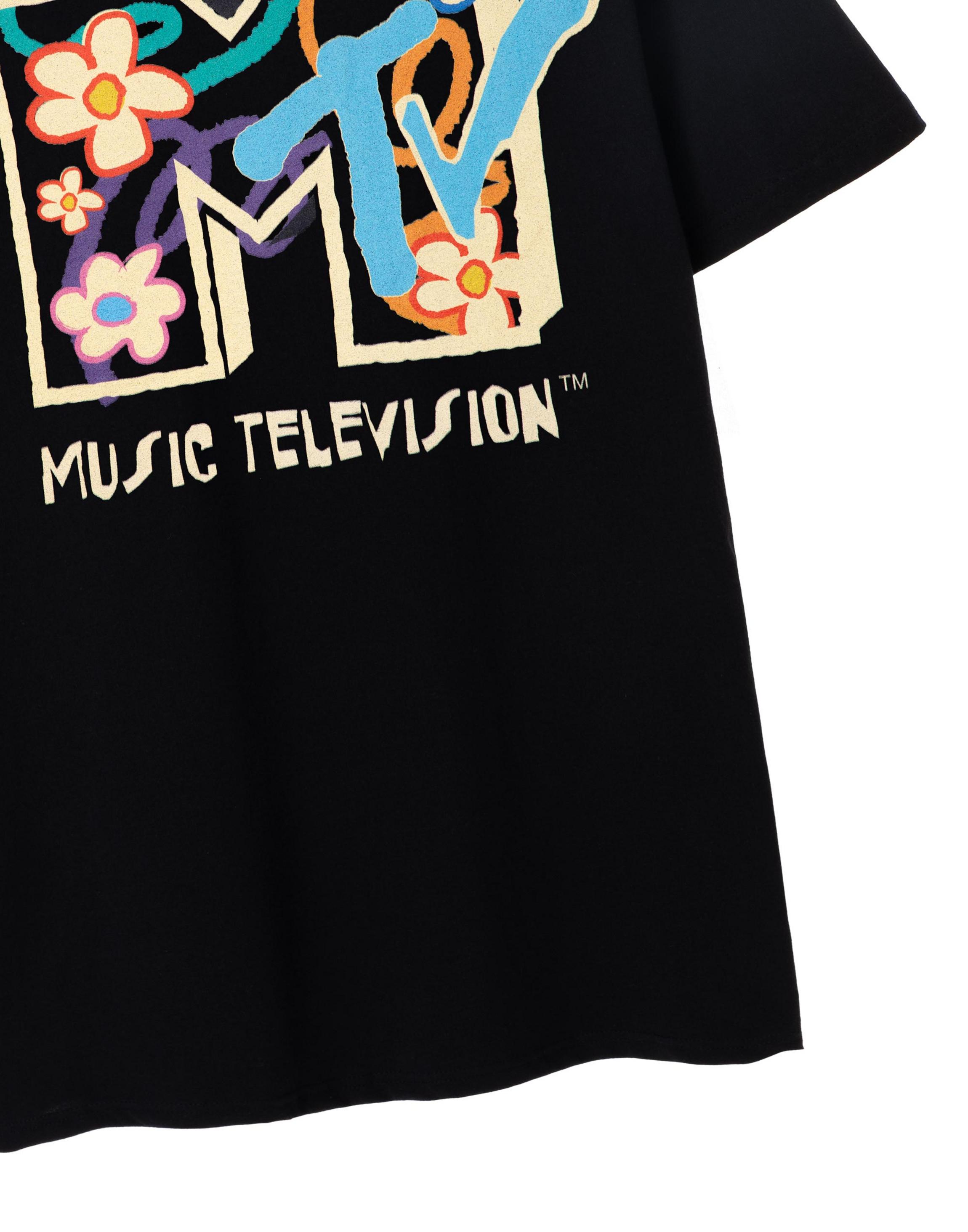 Black MTV Flowers T-Shirt, Image 5 of 6