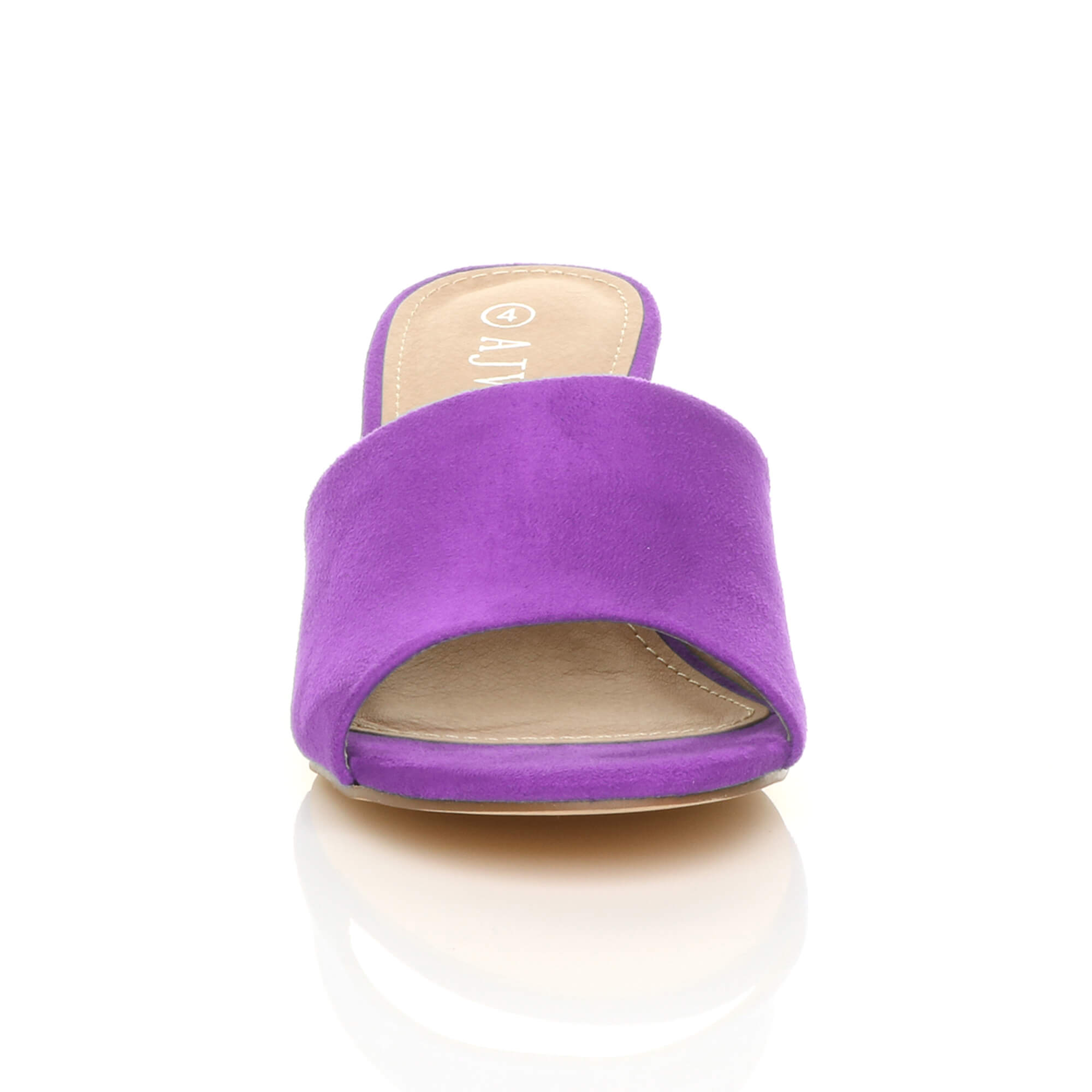 Purple AJVANI Purple Mid Block Heel Peep Toe Mules Sandals, Image 6 of 6