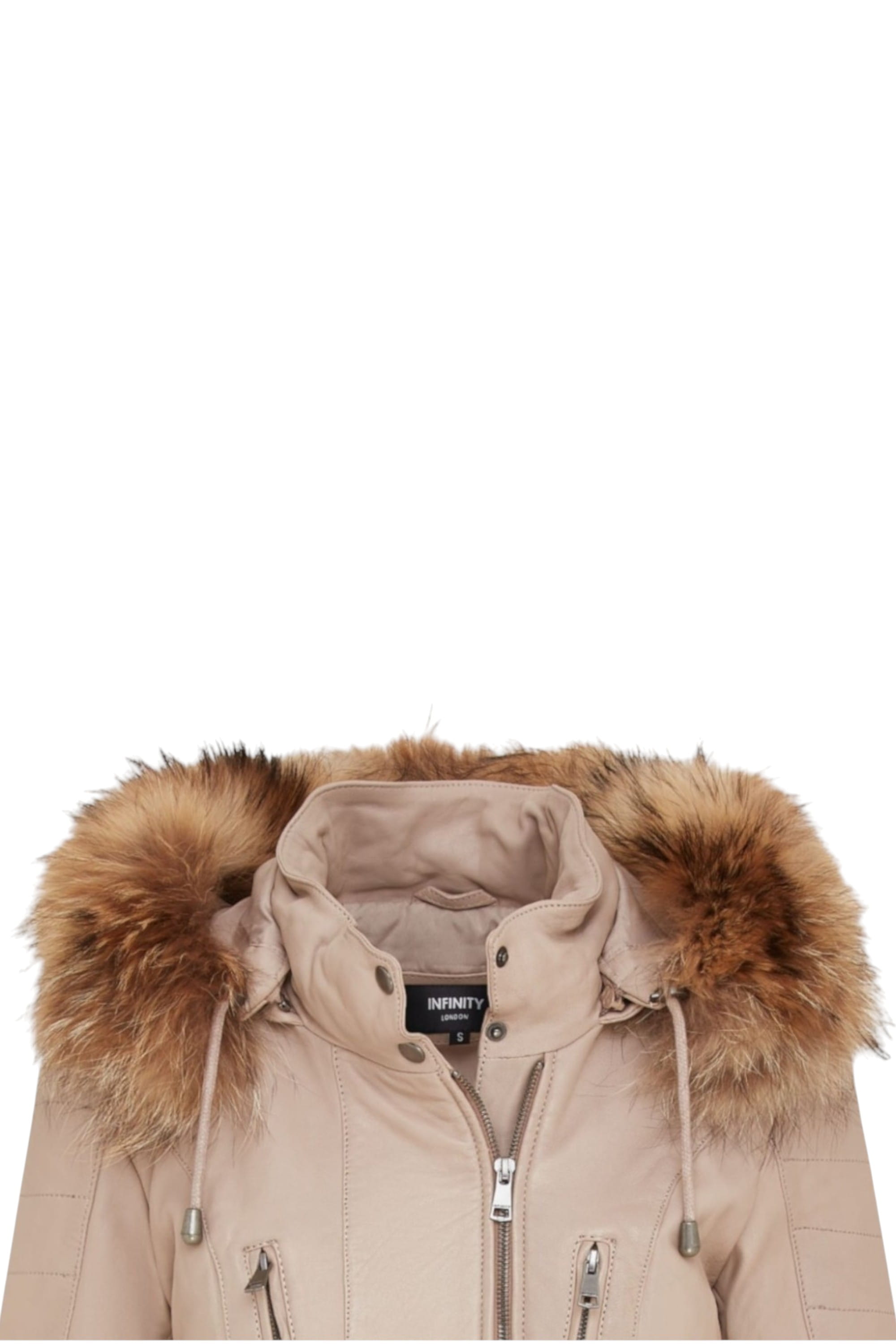 Beige Quilted Leather Parka Jacket-Bowen, Image 6 of 6