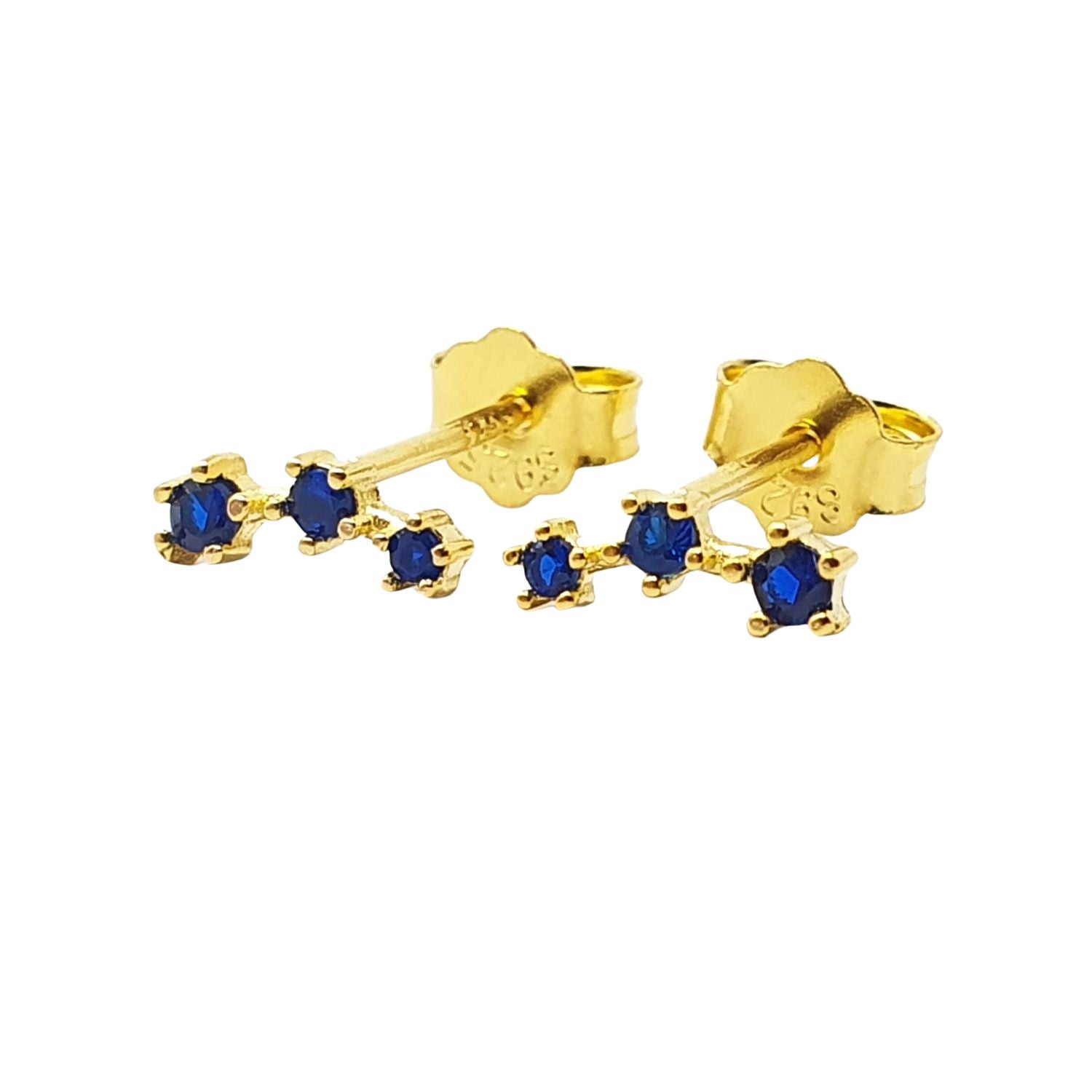 Blue Sapphire September Birthstone Climber Stud Earrings