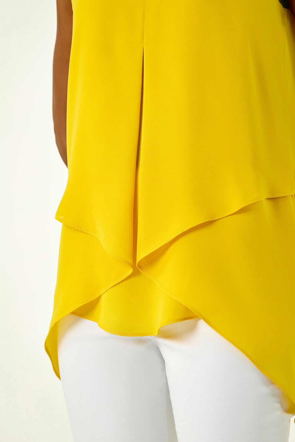 Yellow Asymmetric Sleeveless Vest Top, Image 6 of 5