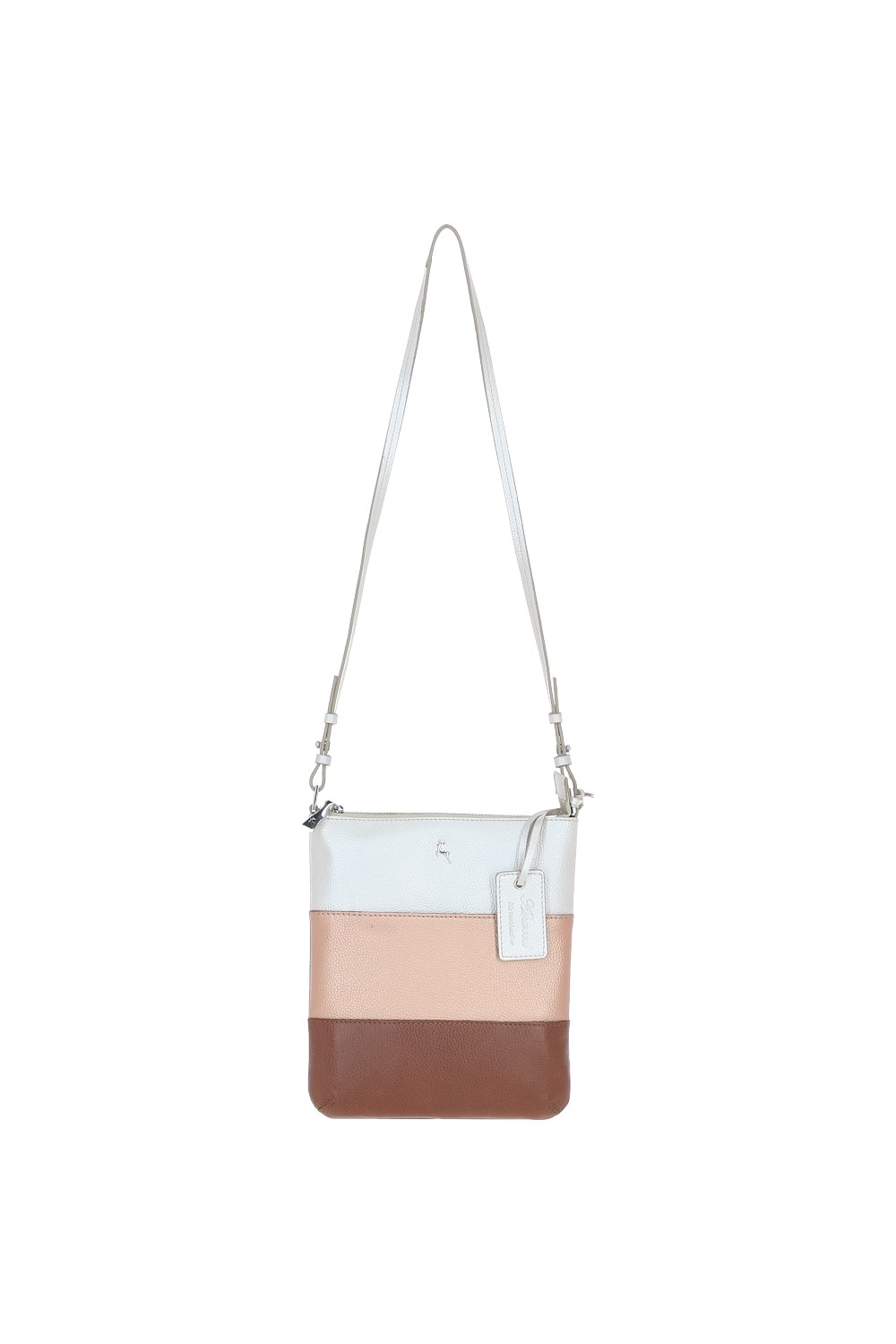 Tan 'Tricolore Elegante' Leather Crossbody Bag, Image 2 of 4
