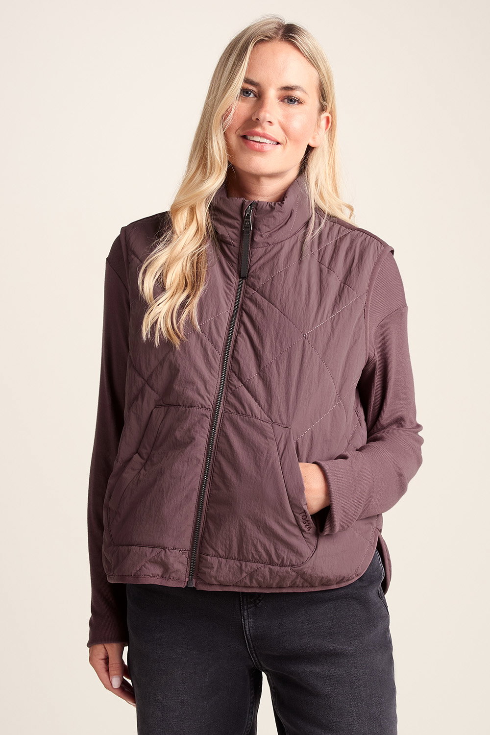 Mauve Juni Relaxed Fit Shower Resistant Gilet, Image 1 of 6