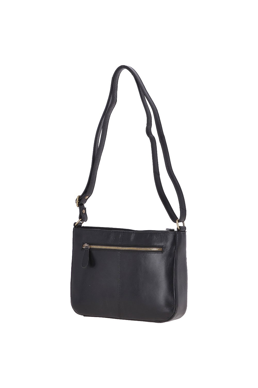 Black Vegetable Tanned Small Real Leather Shoulder Bag, Image 4 of 4