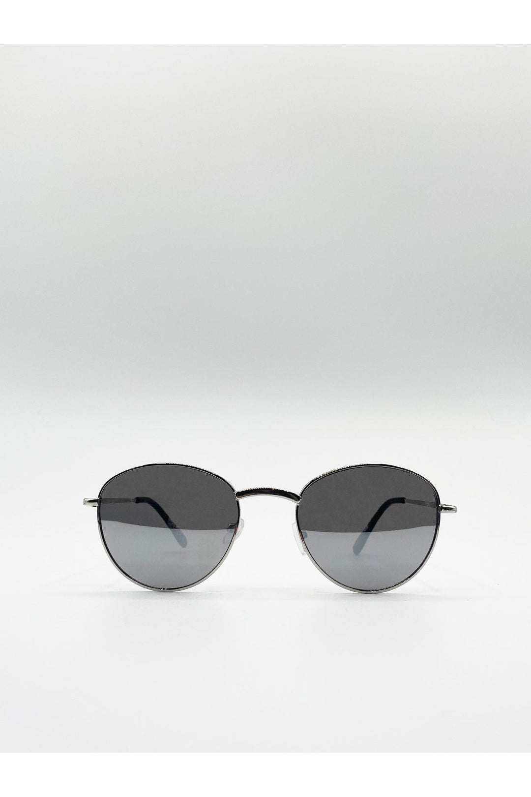 Silver Classic Round Metal Frame Sunglasses, Image 1 of 6