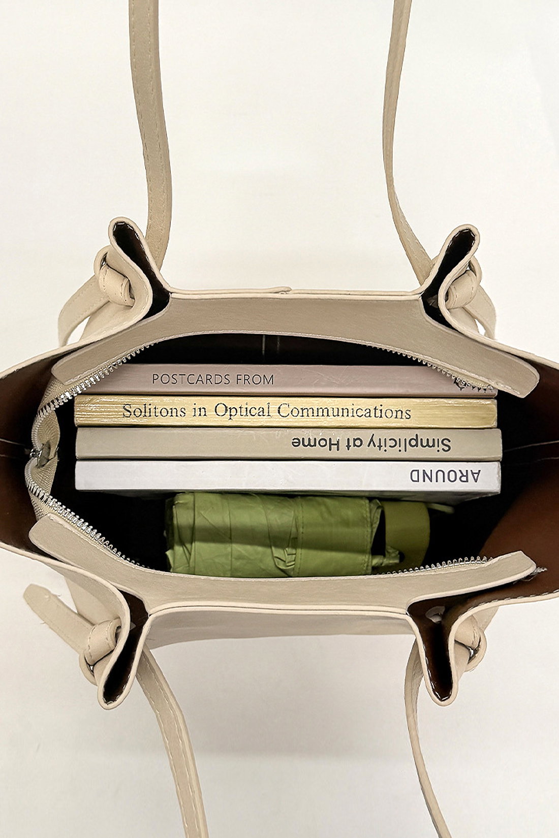 Beige Structured Handbag With Shoulder Strap, Image 3 of 5