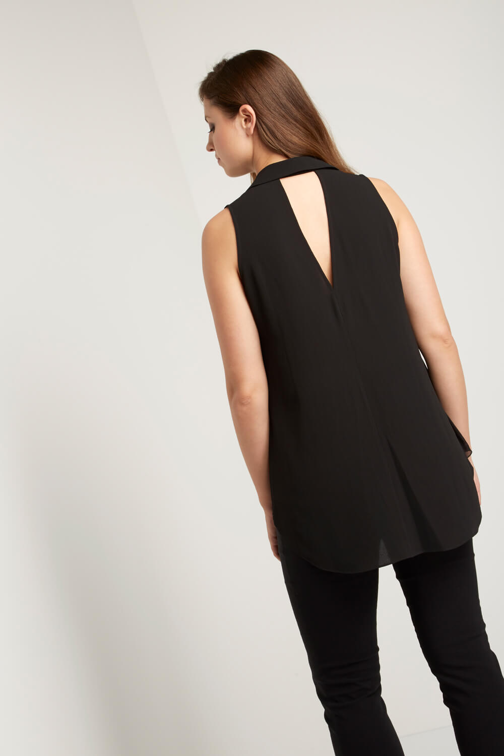 Black Waterfall Detail Blouse, Image 3 of 4