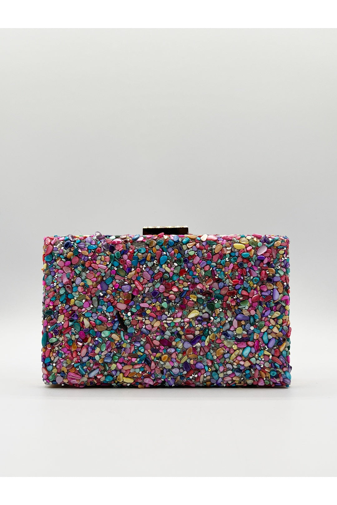 Multi Embellished Square Clutch Bag in Multi, Image 4 of 5