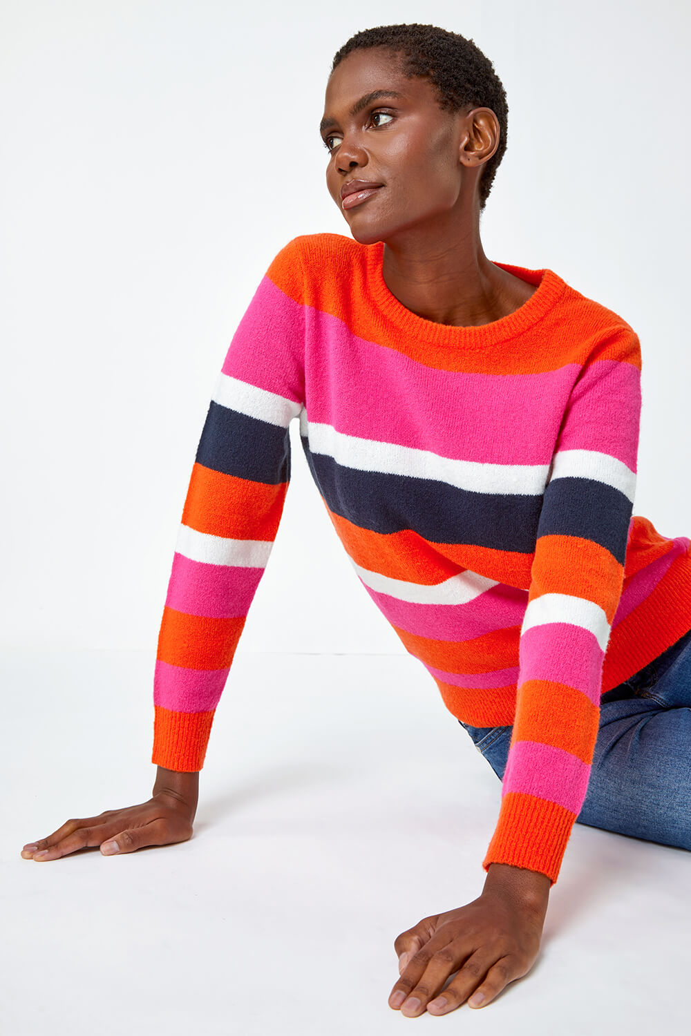 Stripe jumpsuit orange xl