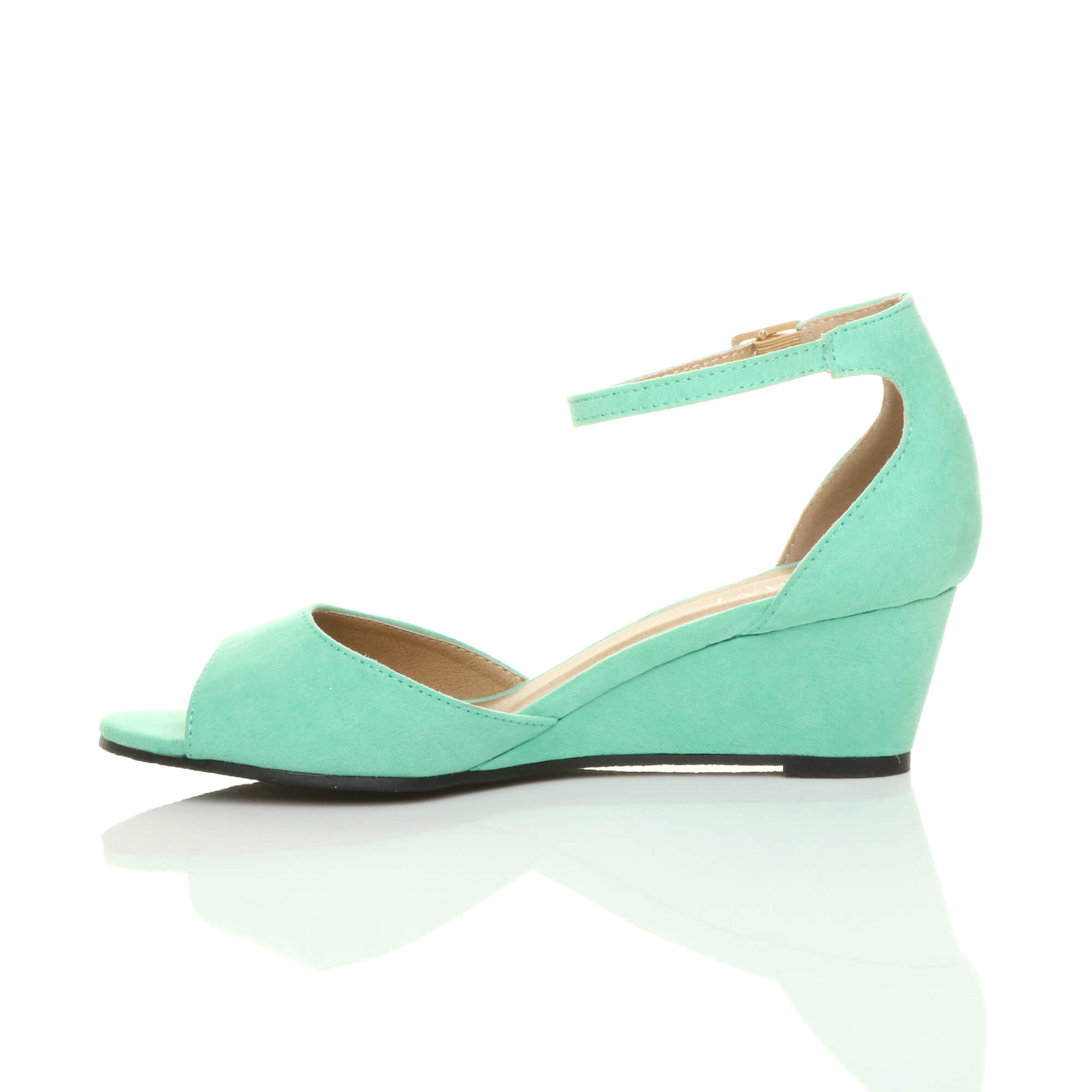 Mint AJVANI Mint Mid Wedge Heel Ankle Strap Sandals, Image 3 of 6